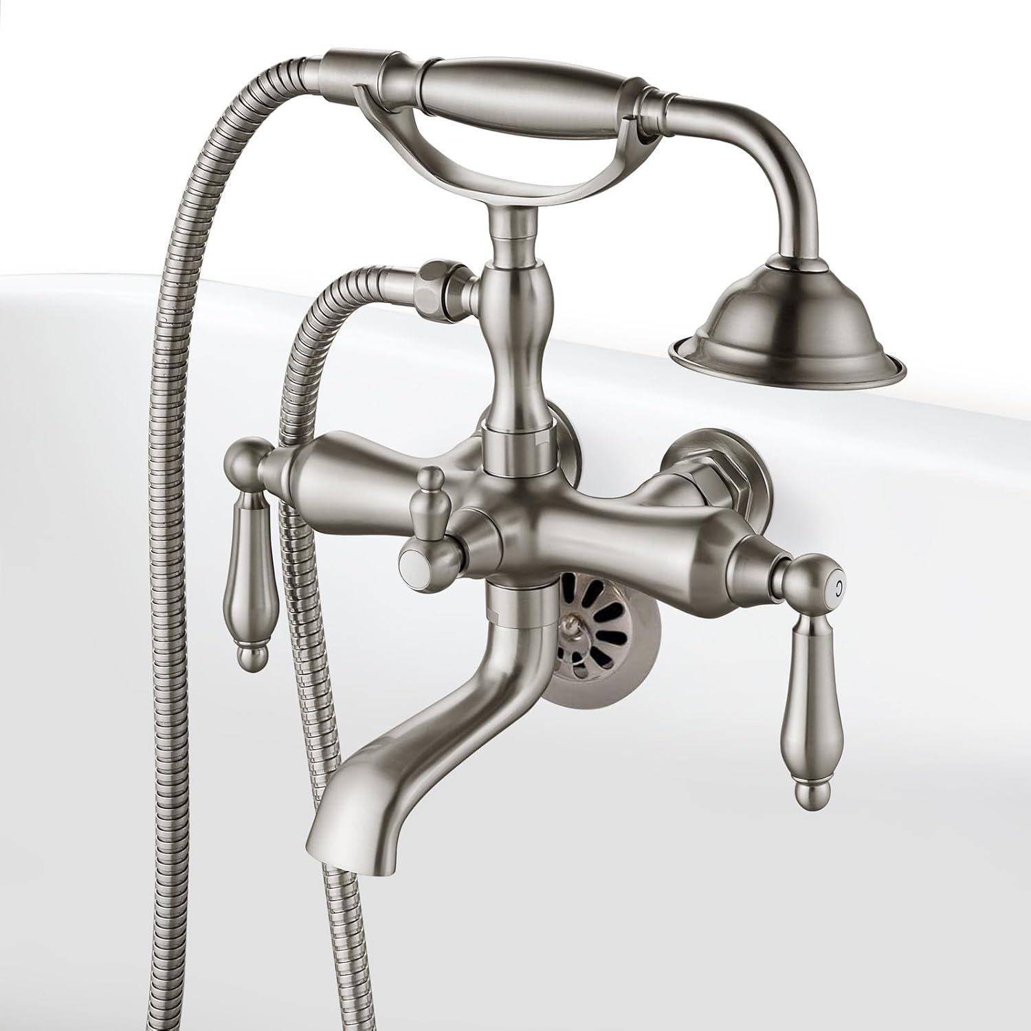 2 Handle Wall Mounted Clawfoot Tub Faucet