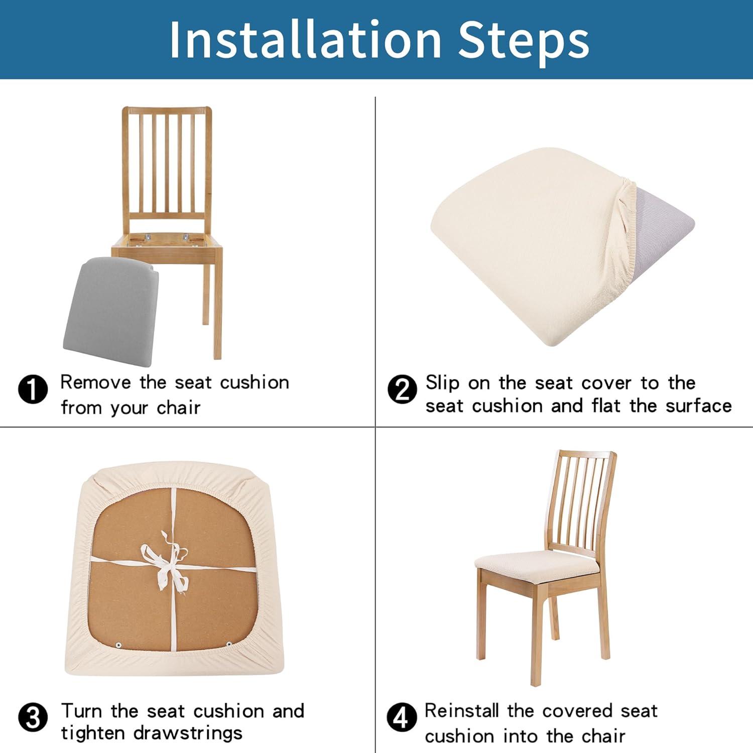 Furrygo Washable 4 Pieces Polyester Dining Chair Slipcovers, Navy