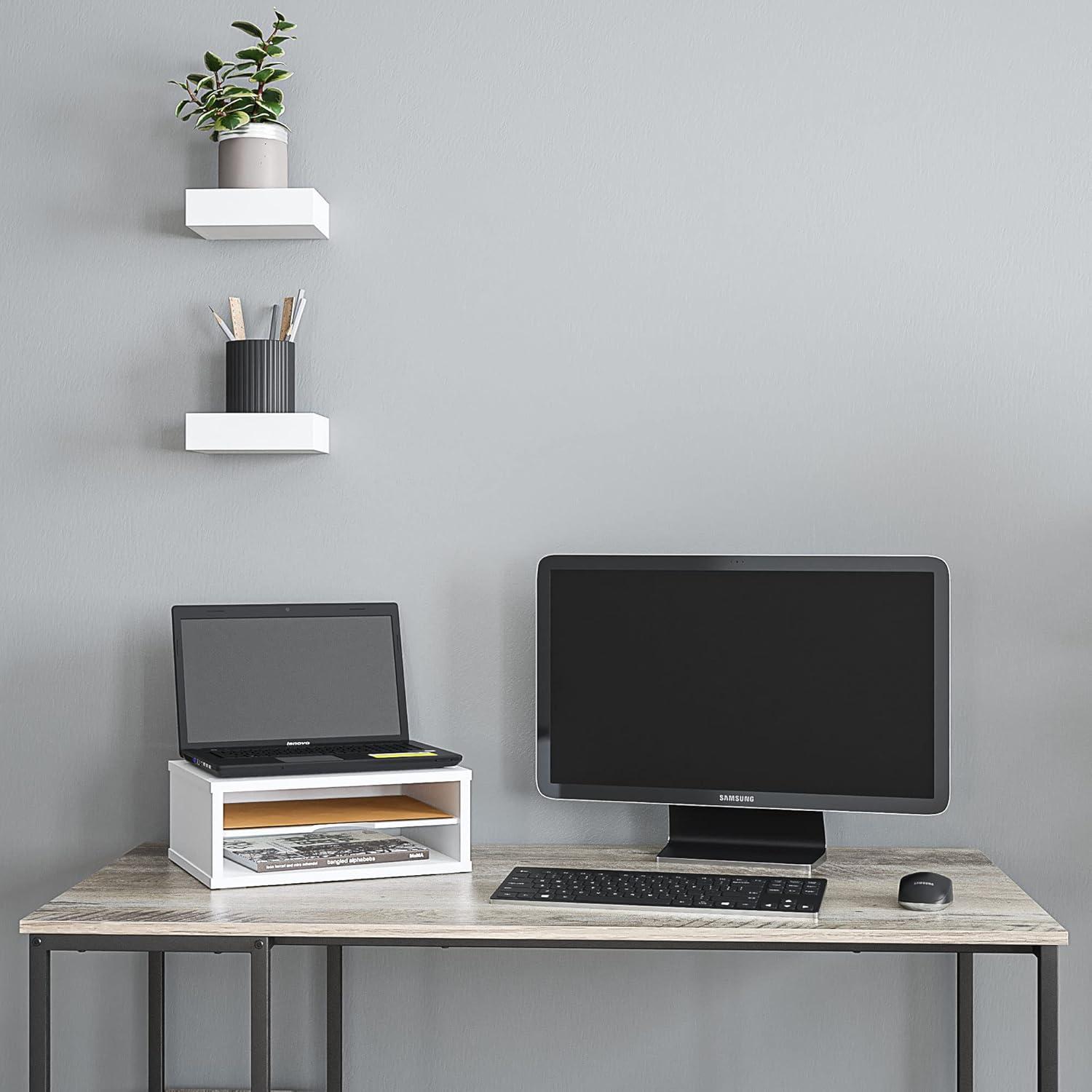 Ballucci Logan Stackable 2-Tier Paper Organizer and Monitor Stand