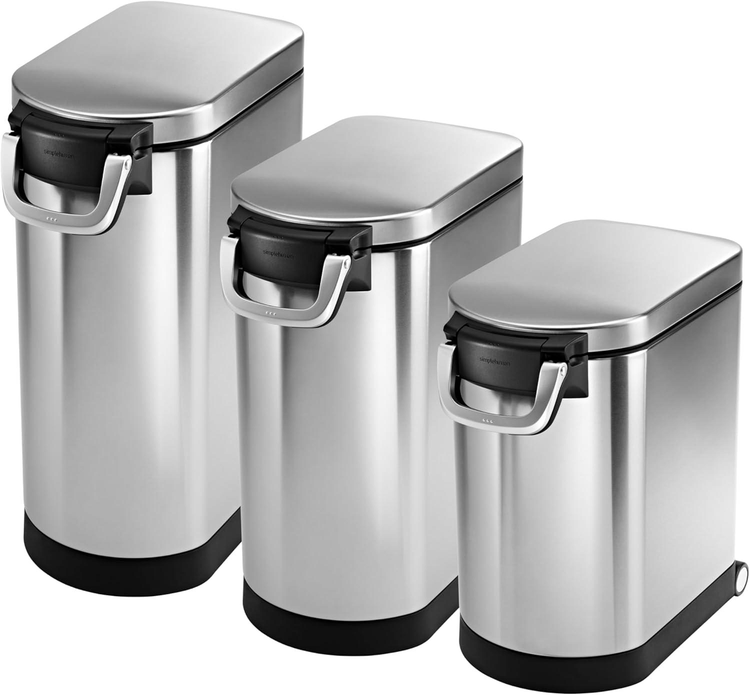 simplehuman Pet Food Storage Container Stainless Steel for Dog Food, Cat Food, and Bird Feed