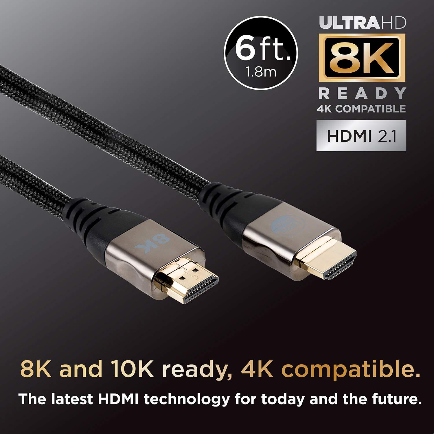 General Electric, UltraPro, HDMI Cable w/Ethernet, 8K, 6ft, Black, 57347
