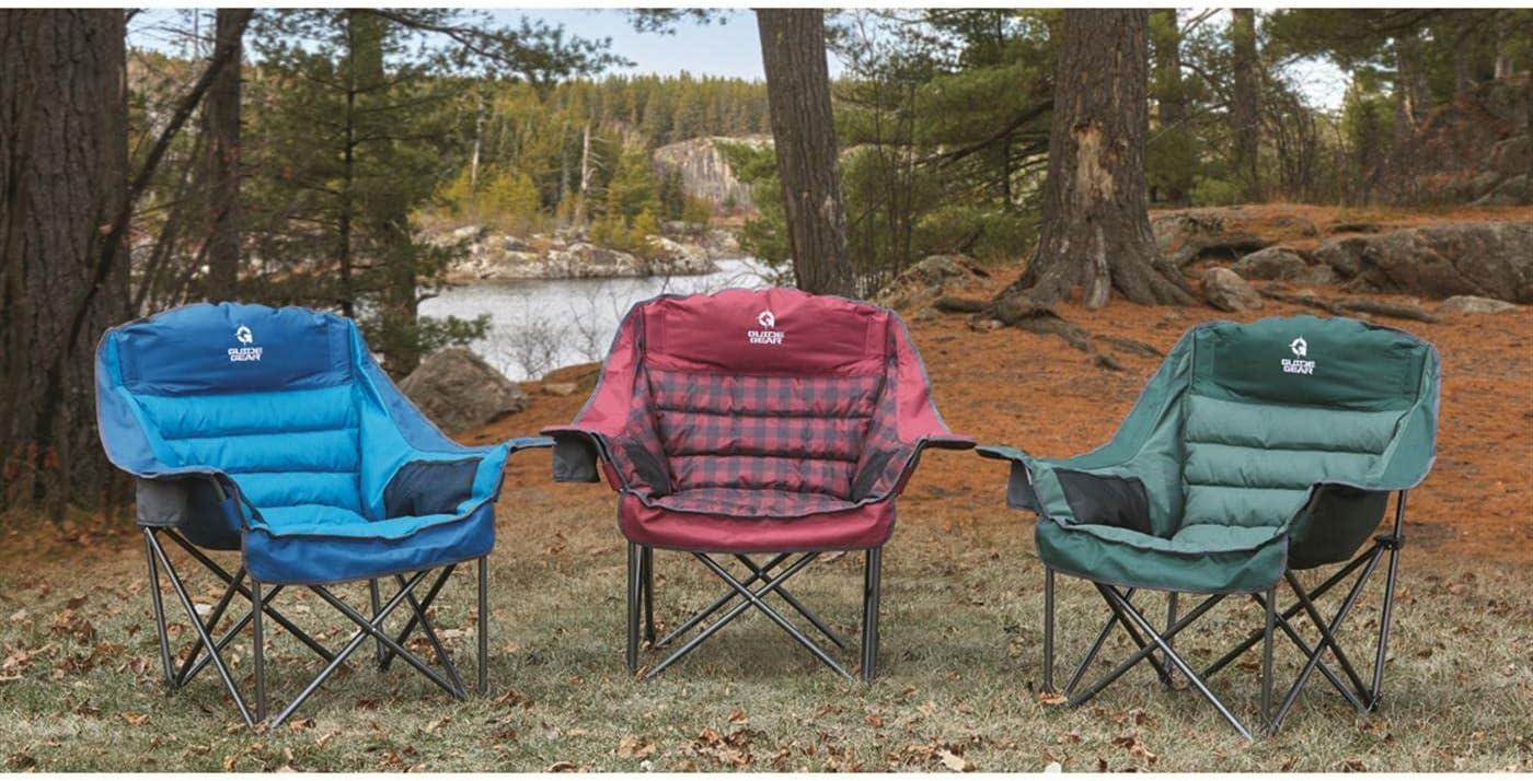 Guide Gear Oversized XL Comfort Padded Camping Chair, 400-lb. Capacity. Red Plaid