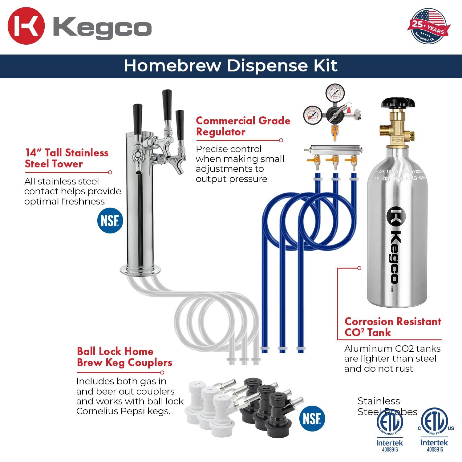 Kegco Kegco 5.6 Cubic Feet Triple Tap Freestanding Kegerator with Adjustable Temperature