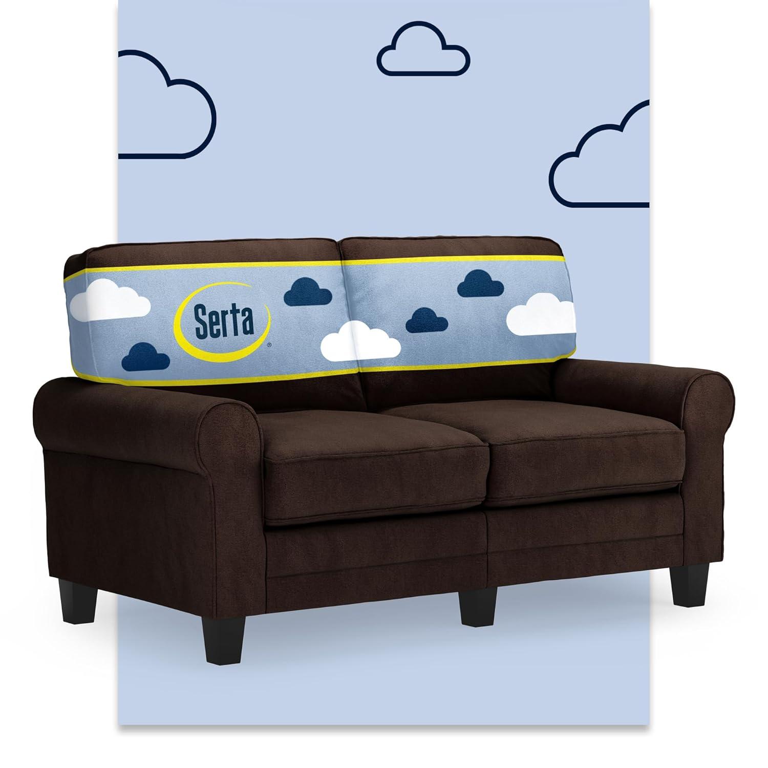 Serta Copenhagen 61" Rolled Arm Sofa, Easy Care Fabric, Soft Pillow Back, Pocket Coil Seat Cushions