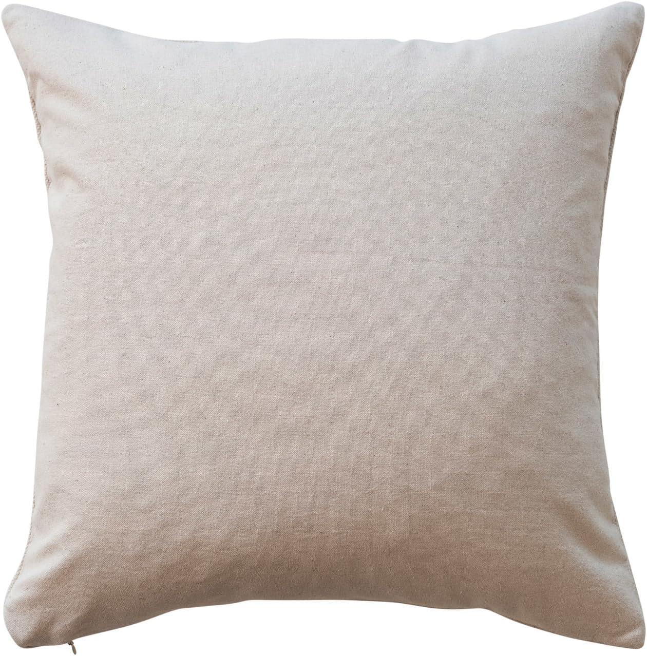 Natural White and Gold Embroidered Snowflake Cotton Pillow