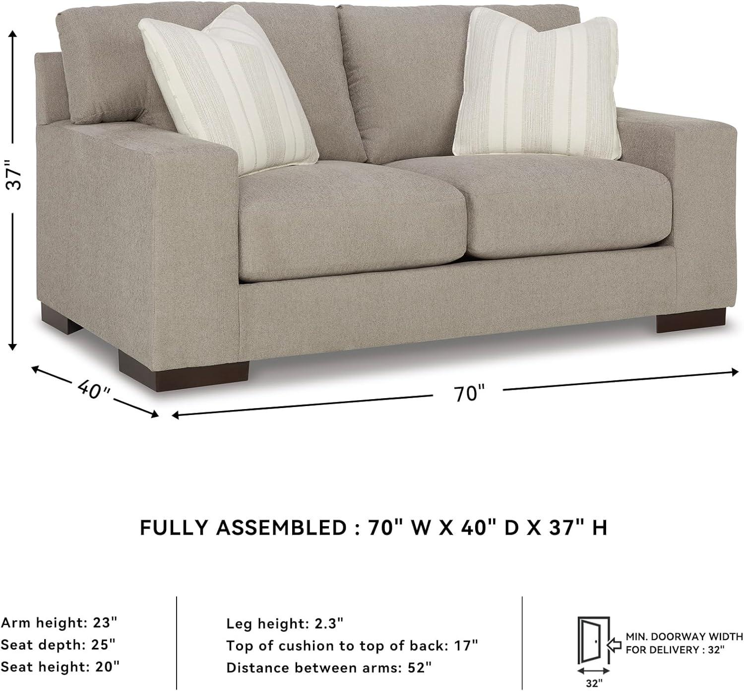 Beige Fabric Loveseat with Removable Cushions