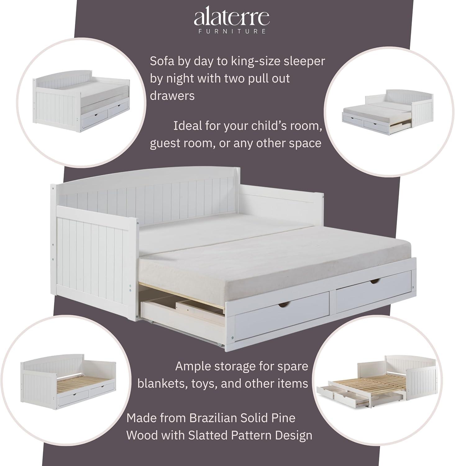 Alaterre Furniture King Harmony Kids' Daybed with Conversion White