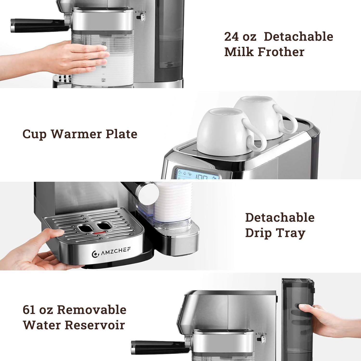 Stainless Steel Automatic Espresso Machine with Steam Wand