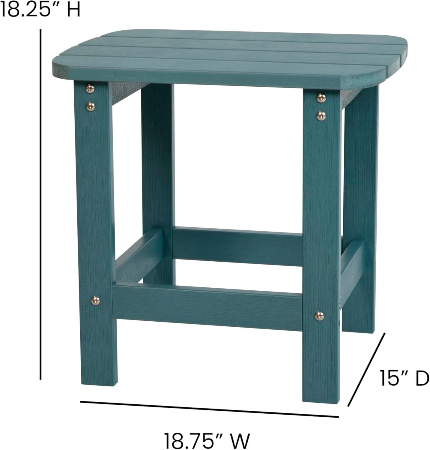 Flash Furniture Charlestown All-Weather Poly Resin Wood Adirondack Side Table in Sea Foam