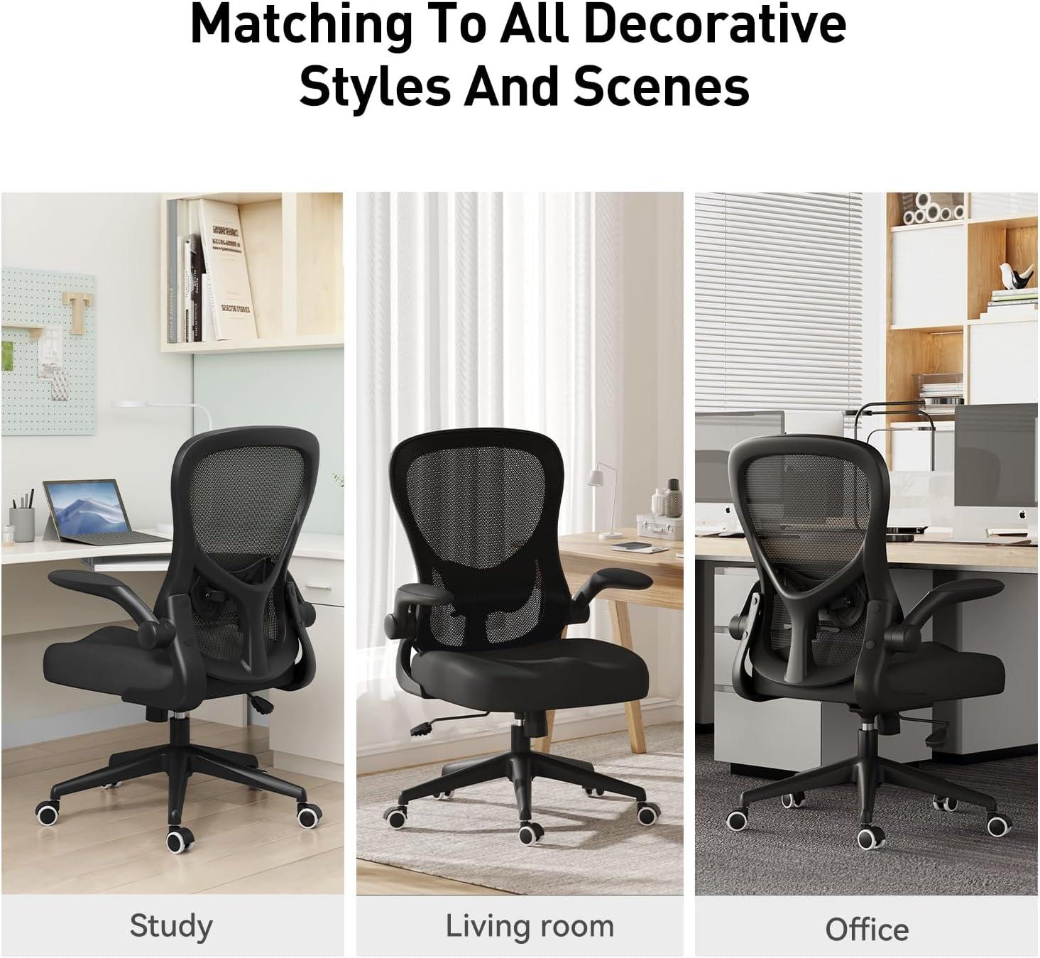 Black Ergonomic Mesh Office Chair with Adjustable Arms