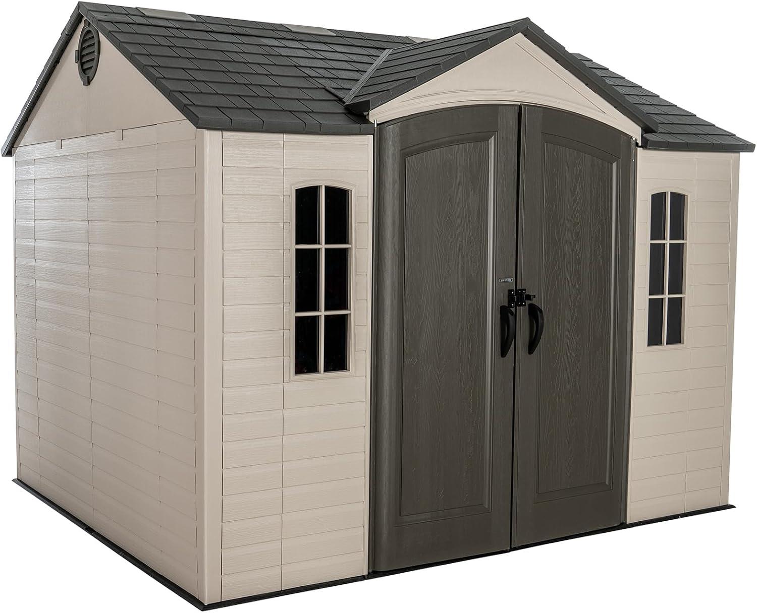 10 Ft. x 8 Ft. High-Density Polyethylene Outdoor Storage Shed with Steel-Reinforced Construction