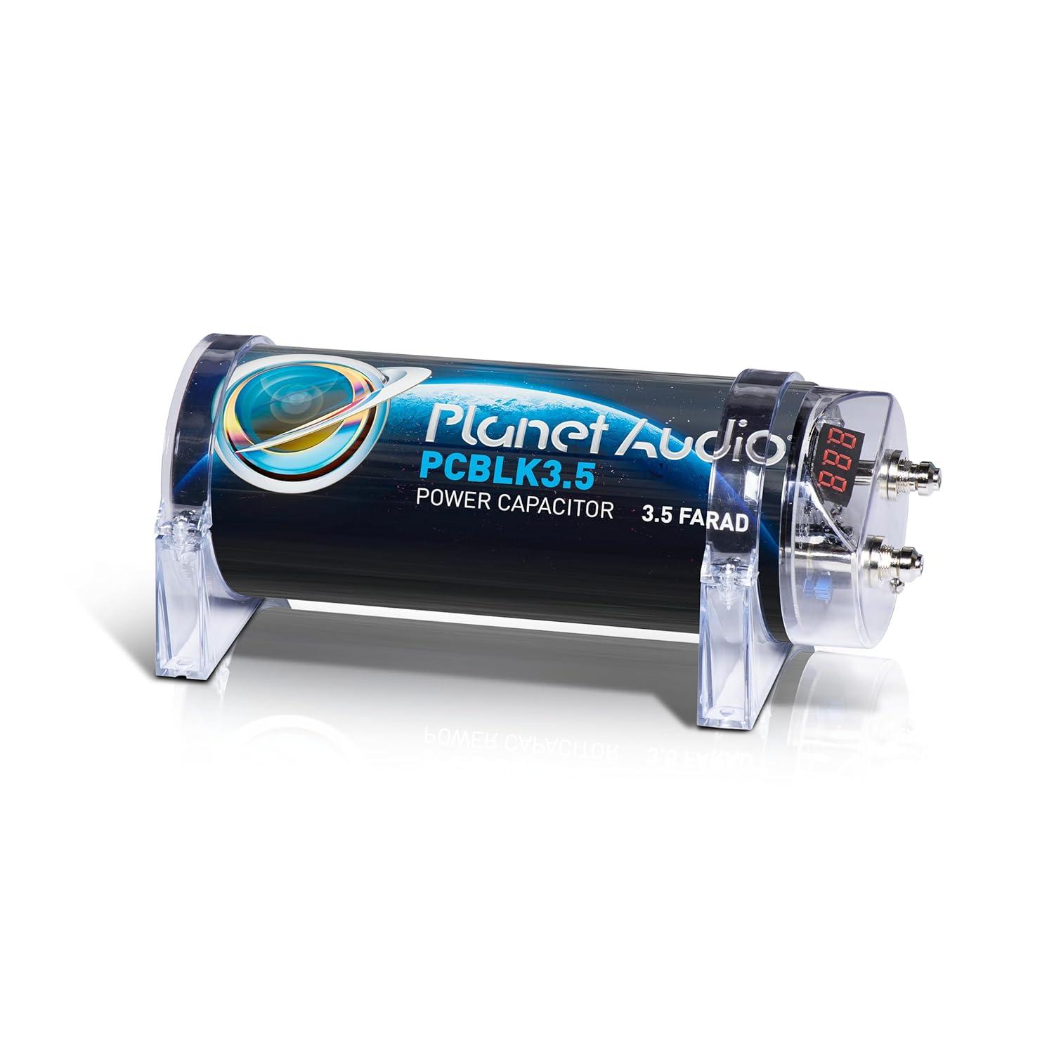 Planet Audio PCBLK3.5 Farad Capacitor w/ Red Digital Voltage Meter Display