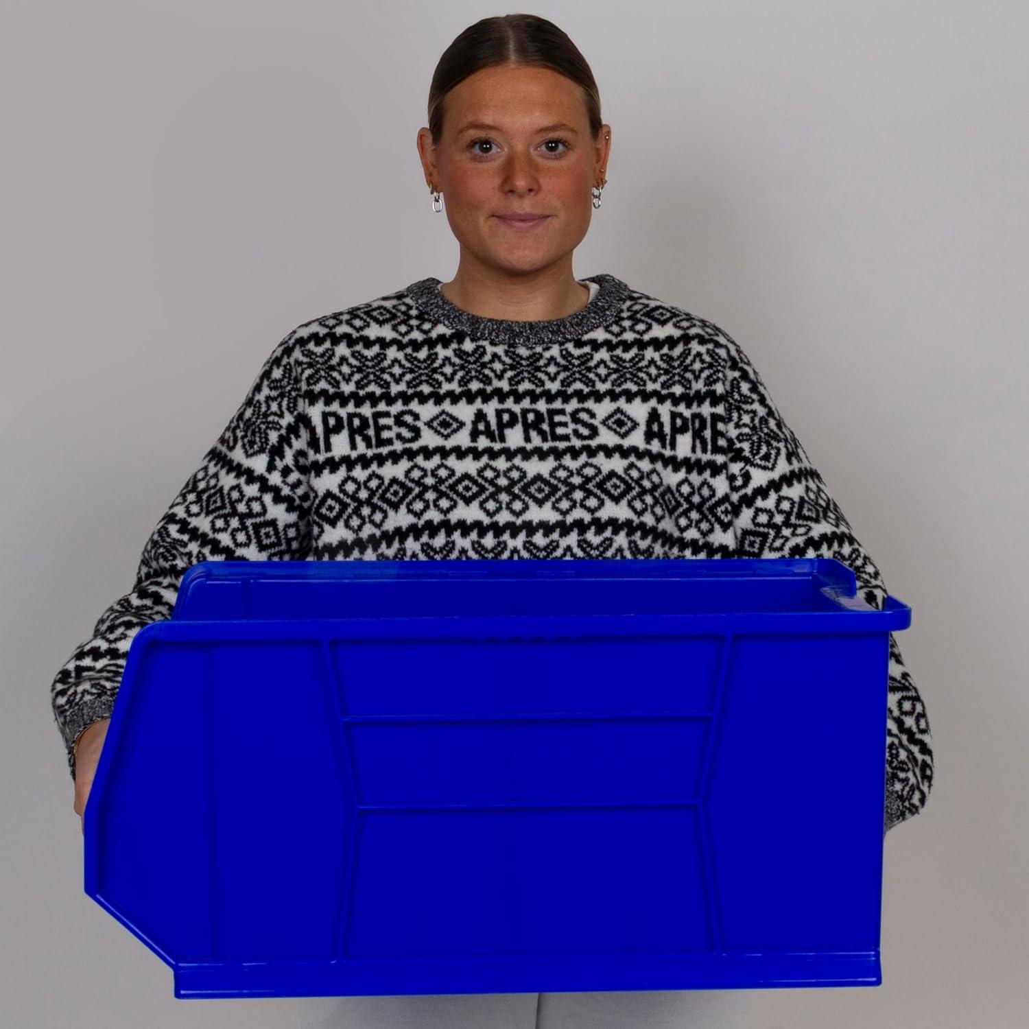 Gray Plastic Stackable Storage Bin for Garage Organization