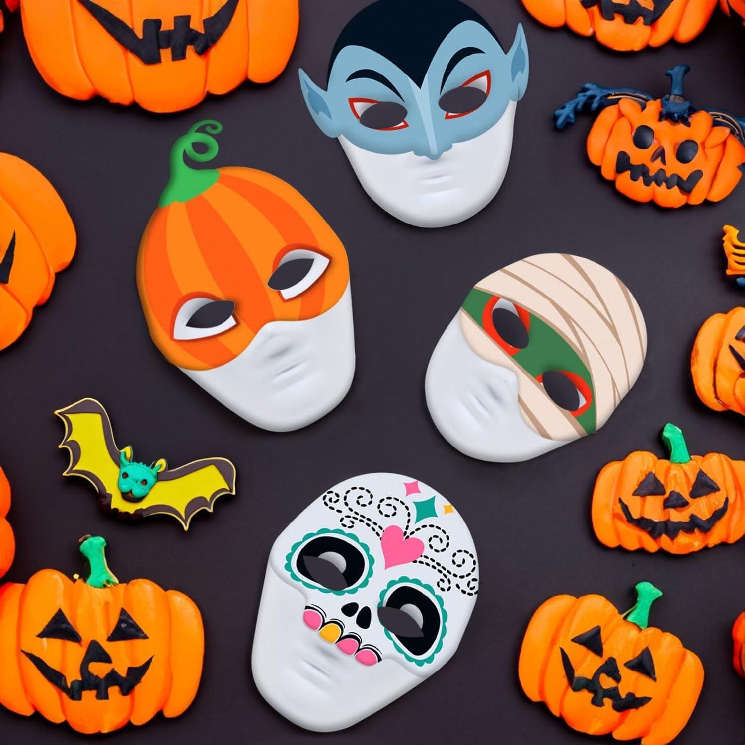 Blue Panda 24 Pack Paper Mache Masks for Decorating, DIY Masquerade Mask, White, 2 Sizes