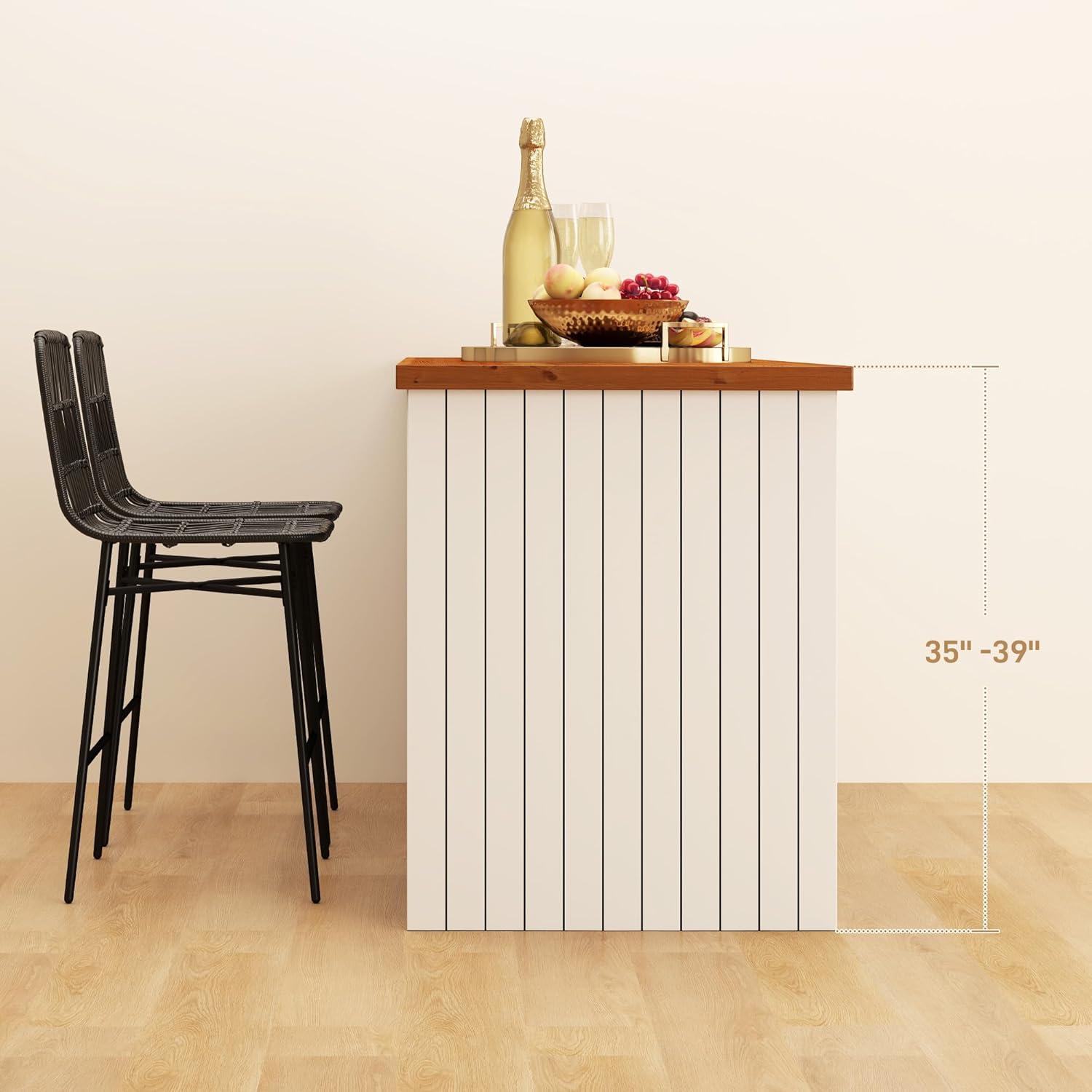 HOMCOM Rattan Counter Height Bar Stools Set of 2 Barstools with Back, Black