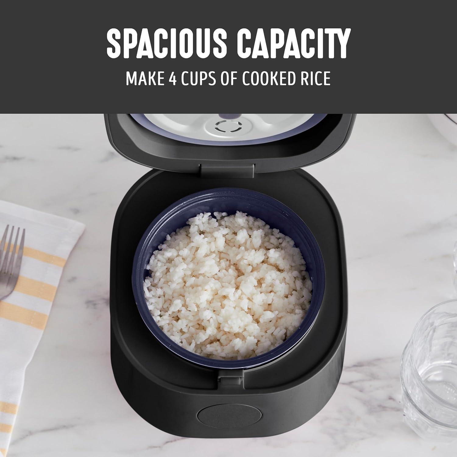 Black 4-Cup Digital Ceramic Nonstick Rice Cooker