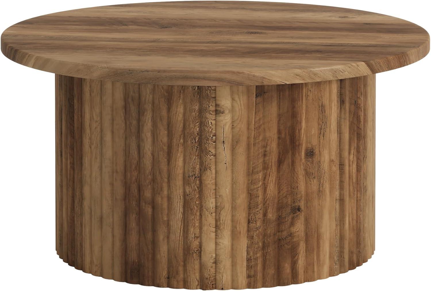 Resenkos Center Coffee Table, Living Room Table,31.5" Coffee Table, Farmhouse Circle Center Table Sofa Side Table Brown