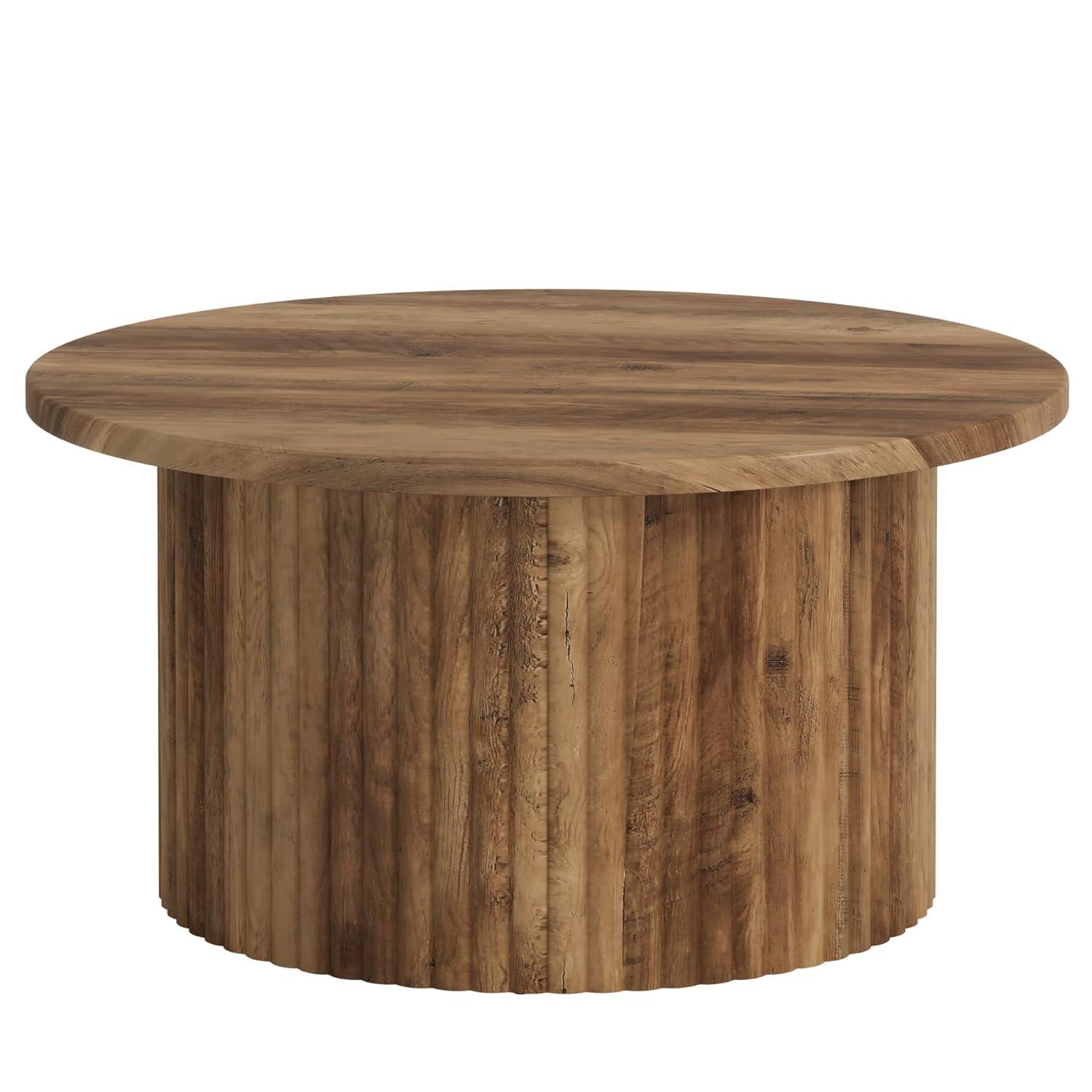 Resenkos Center Coffee Table, Living Room Table,31.5" Coffee Table, Farmhouse Circle Center Table Sofa Side Table Brown