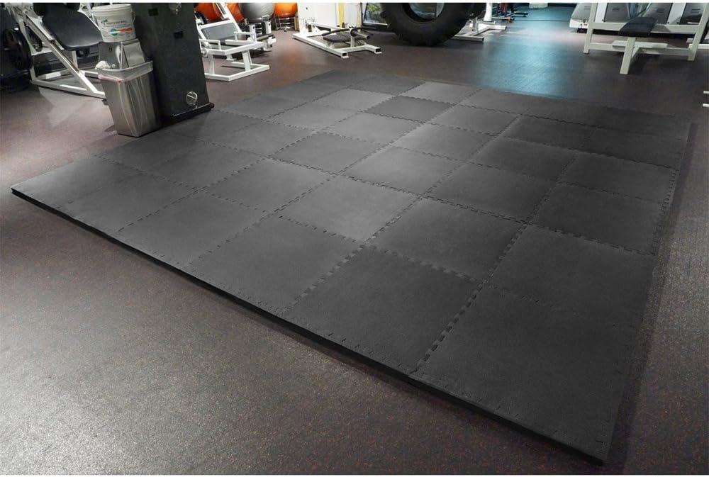 Meister X-THICK 1.5" Interlocking EVA Foam Mats - 2X Cushion for Wrestling, MMA Takedowns & Gymnastics - 2'x2' Tiles - Black - 36 Tiles (144 Sqft)