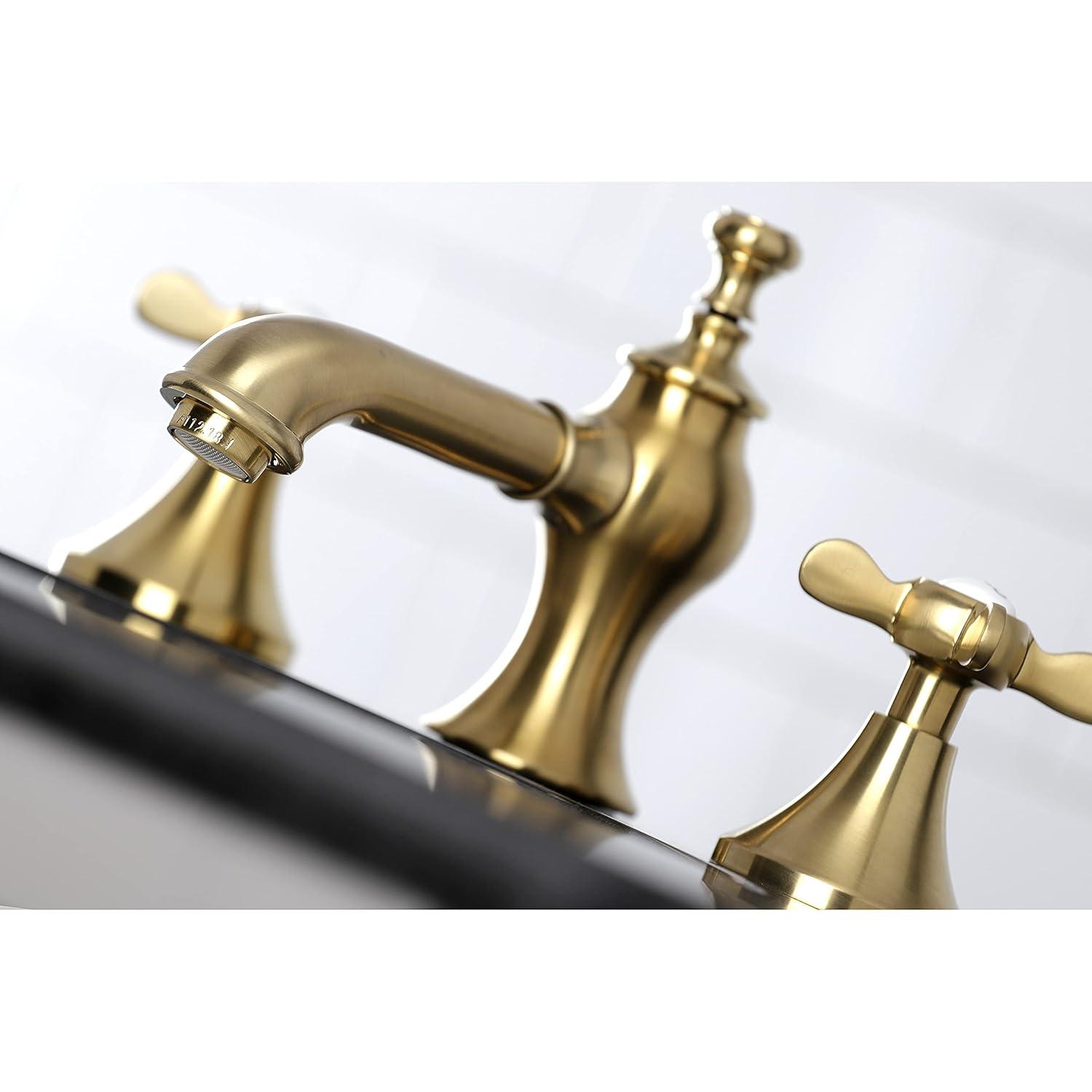 Kingston Brass Essex Two-Handle 3-Hole Deck Mount Widespread Bathroom Faucet with Brass Pop-Up Drain