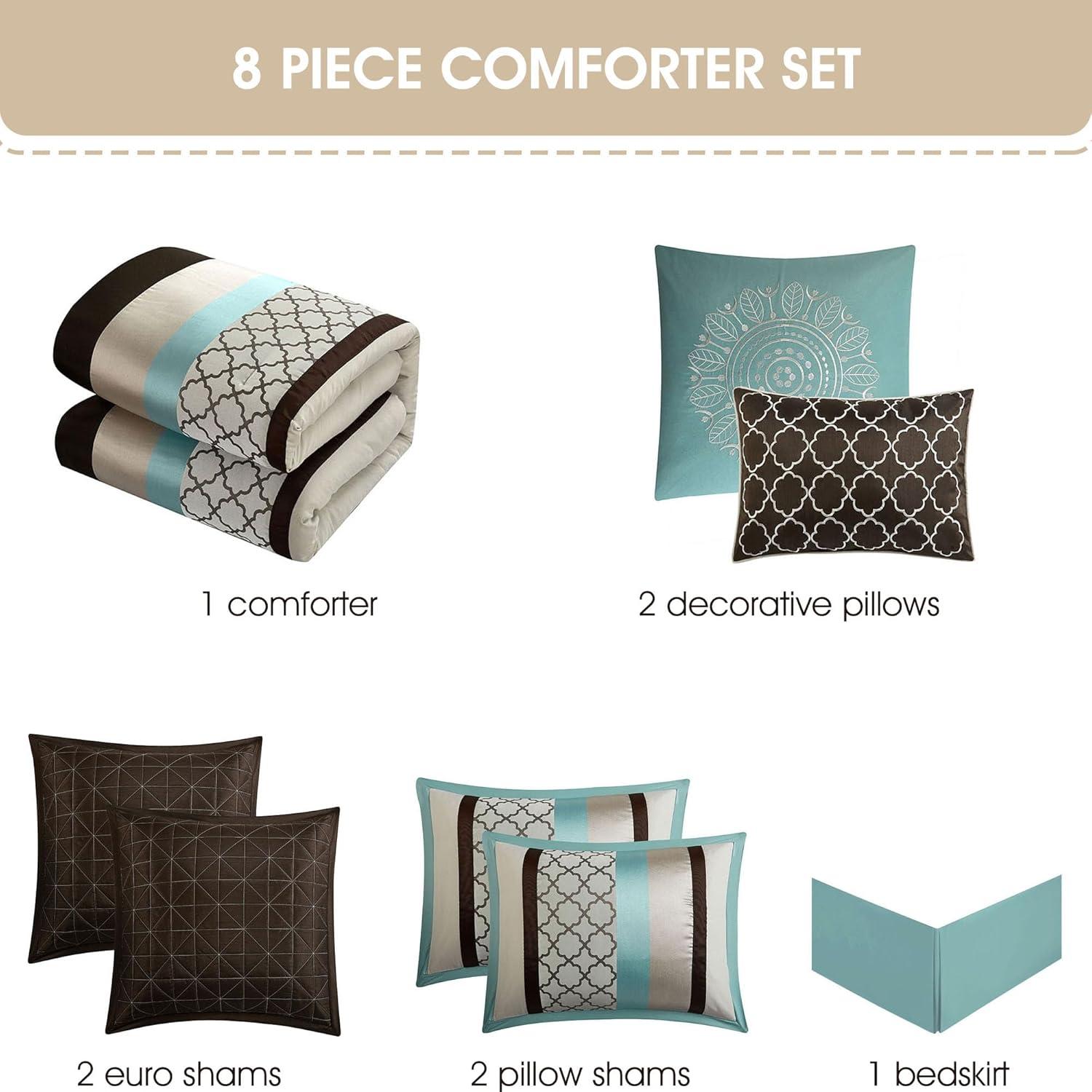 Nanshing America, Inc Avalon Microfiber Modern & Contemporary 8 Piece Comforter Set