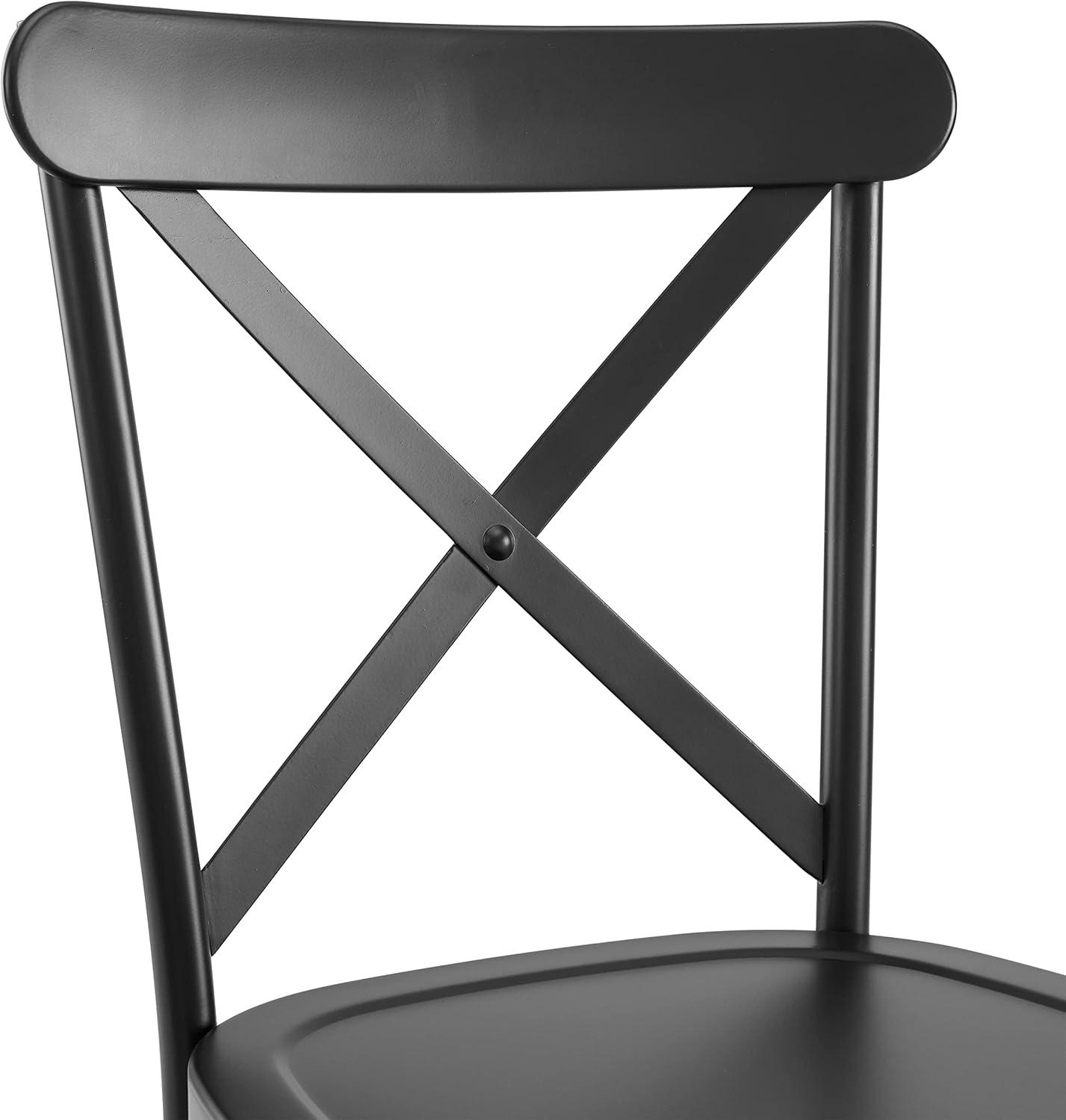 Set of 2 Camille Metal Counter Height Barstools Matte Black - Crosley: Sturdy Steel Frame, Kitchen Island Seating