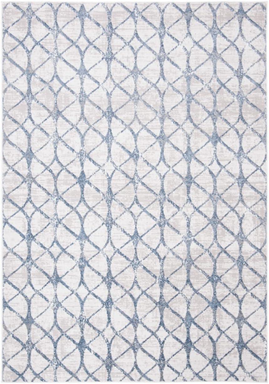 Amelia 4' x 6' Grey and Blue Geometric Synthetic Rug