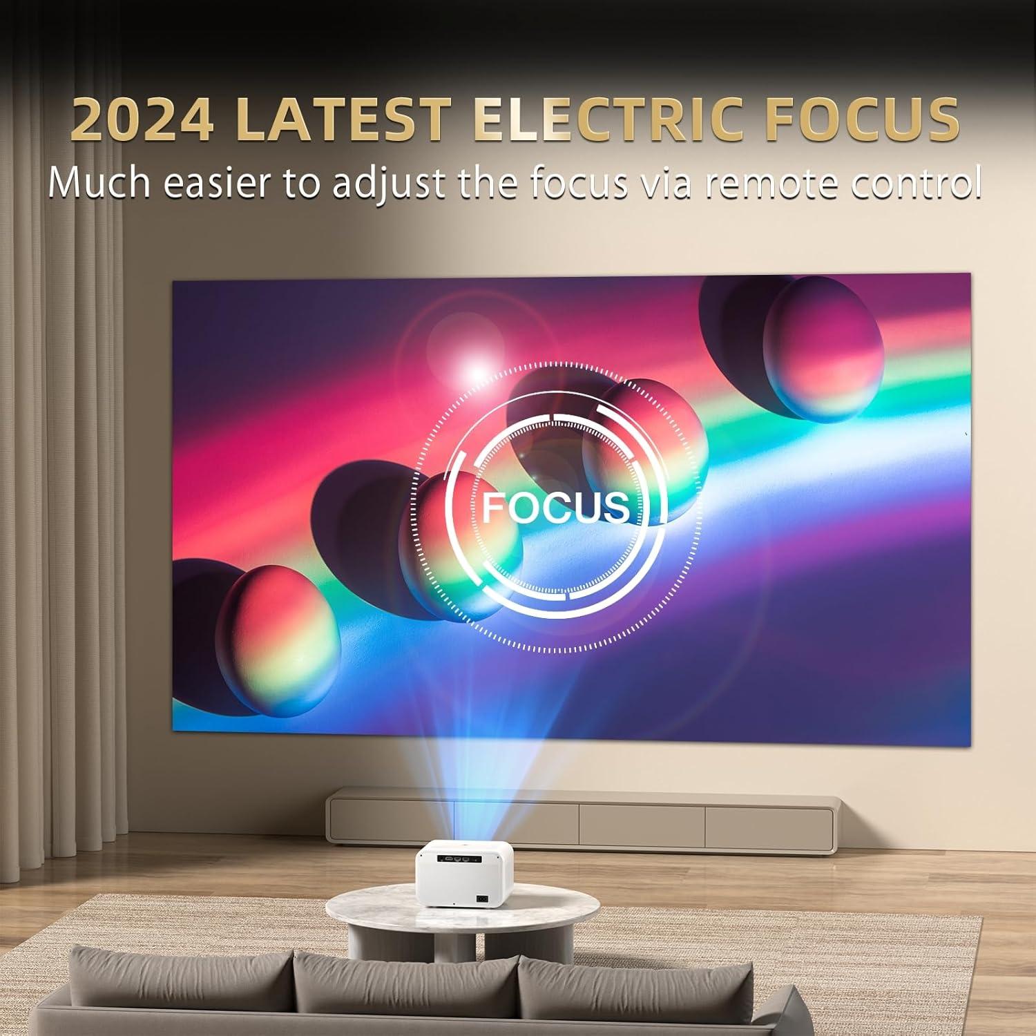 Sainyer WiFi Bluetooth 1080P FHD LCD Mini Projector, White