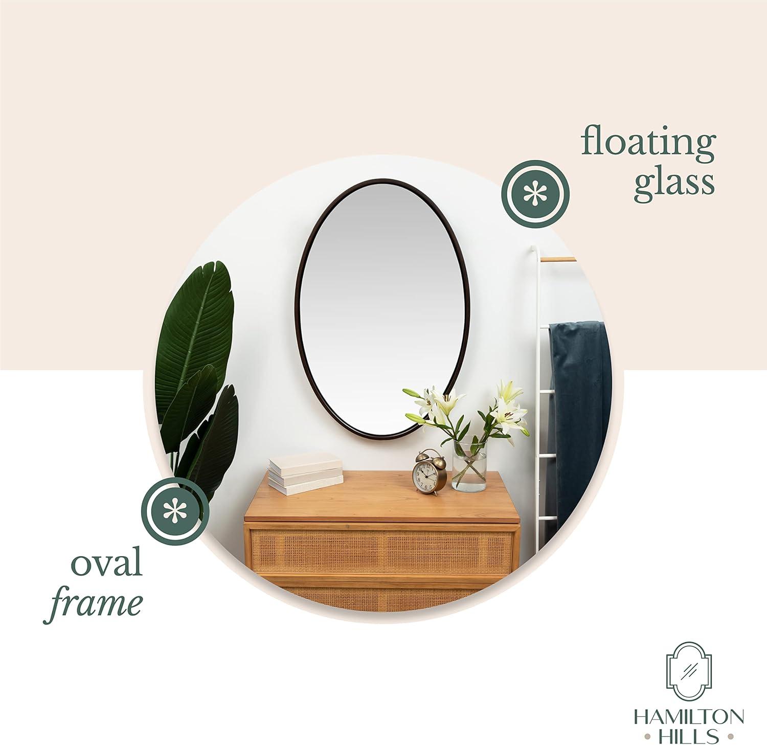 Hamilton Hills 24" x 36" Oval Wenge Framed Wall Mirror