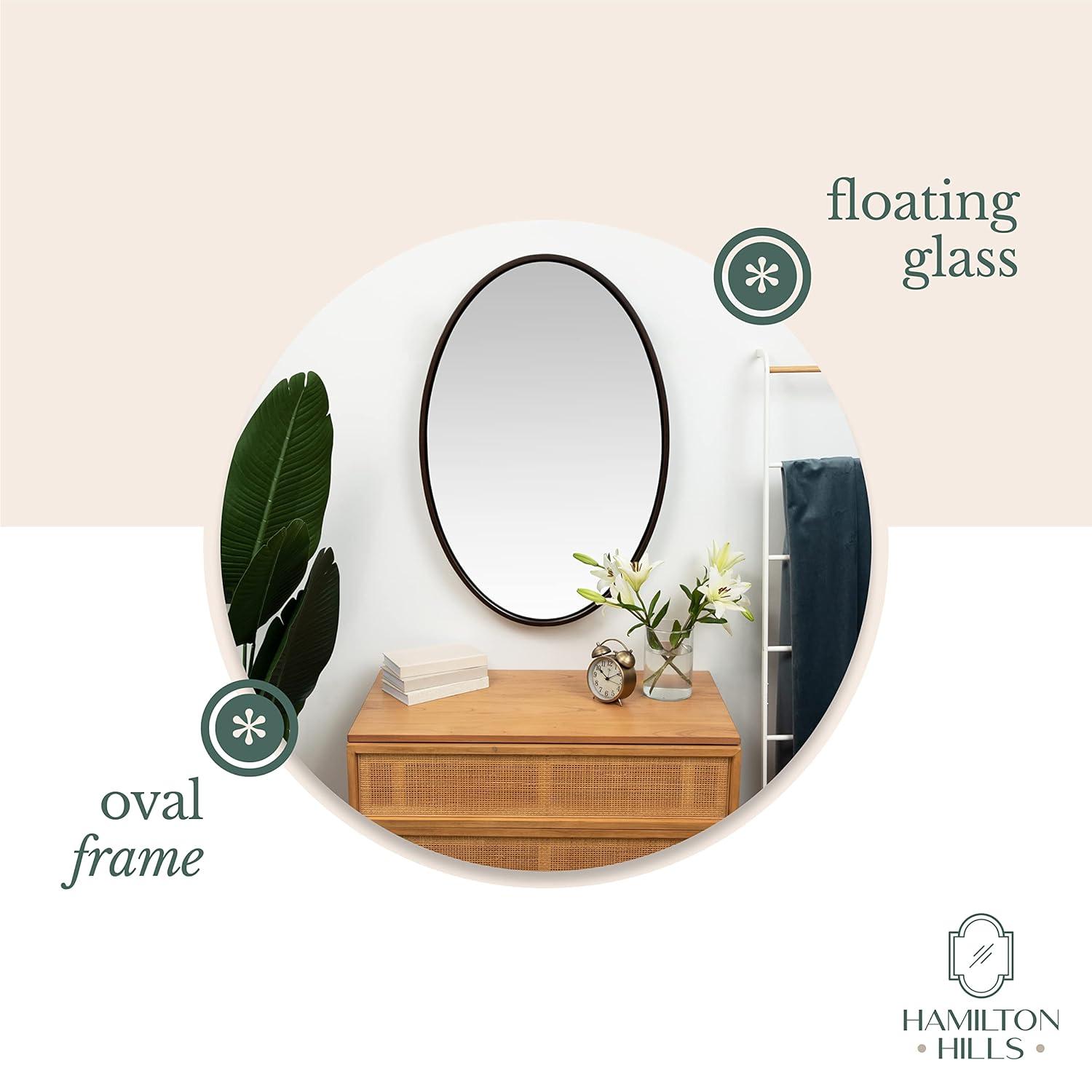 Hamilton Hills 24" x 36" Oval Wenge Framed Wall Mirror