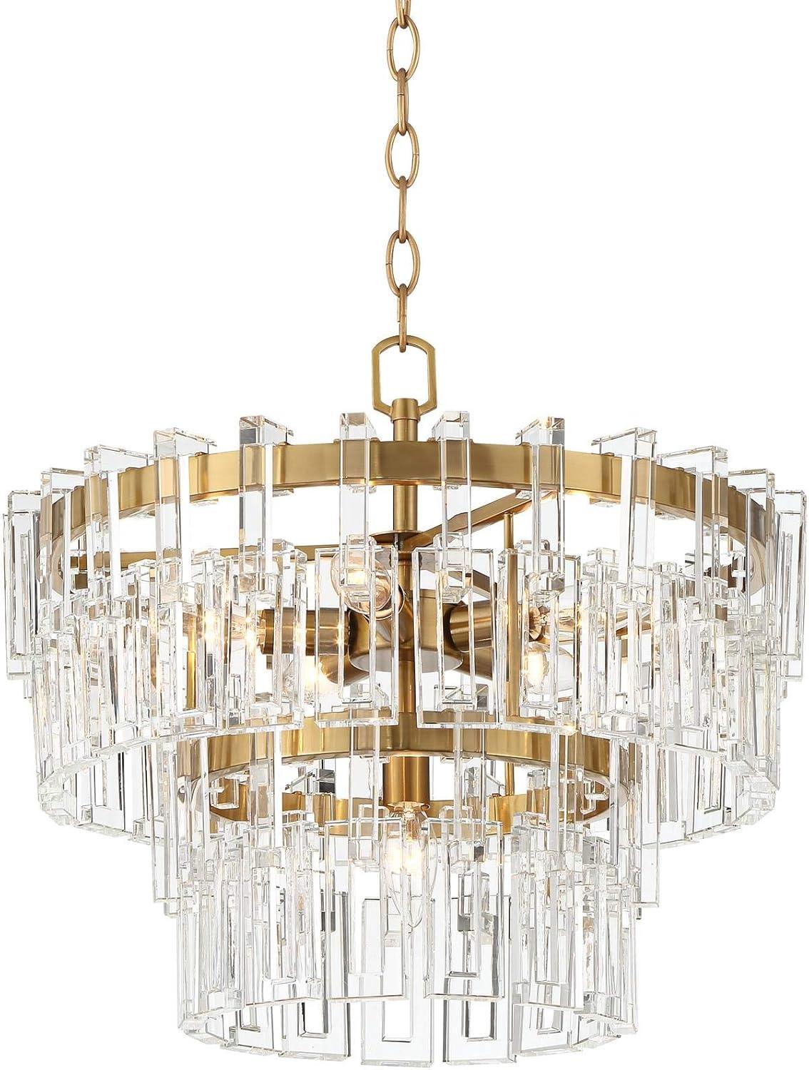 Vienna Full Spectrum Luxum Burnished Brass Chandelier 18 3/4" Wide Modern Tiered Crystal 6-Light Fixture for Dining Room House Foyer Kitchen Island