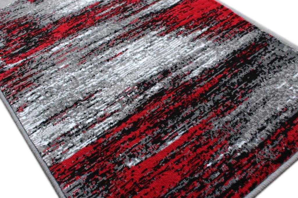 Masada Rugs 2'x3' Modern Contemporary Ombre Area Rug Mat in Red, Gray and Black - Design Trz863