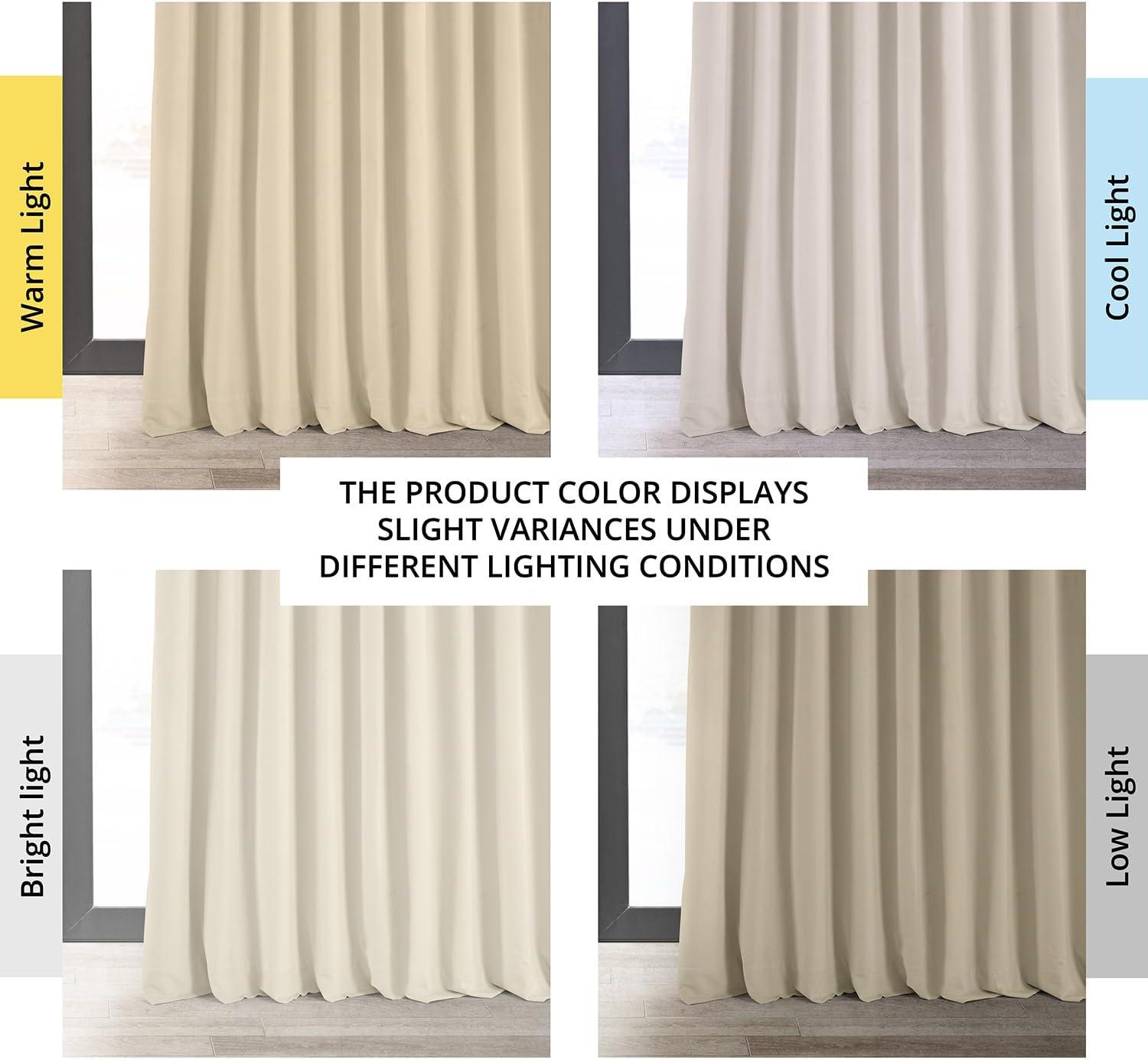 Half Price Drapes Signature Ivory Extra Wide Velvet Blackout Curtains (1 Panel), 100W X 120L