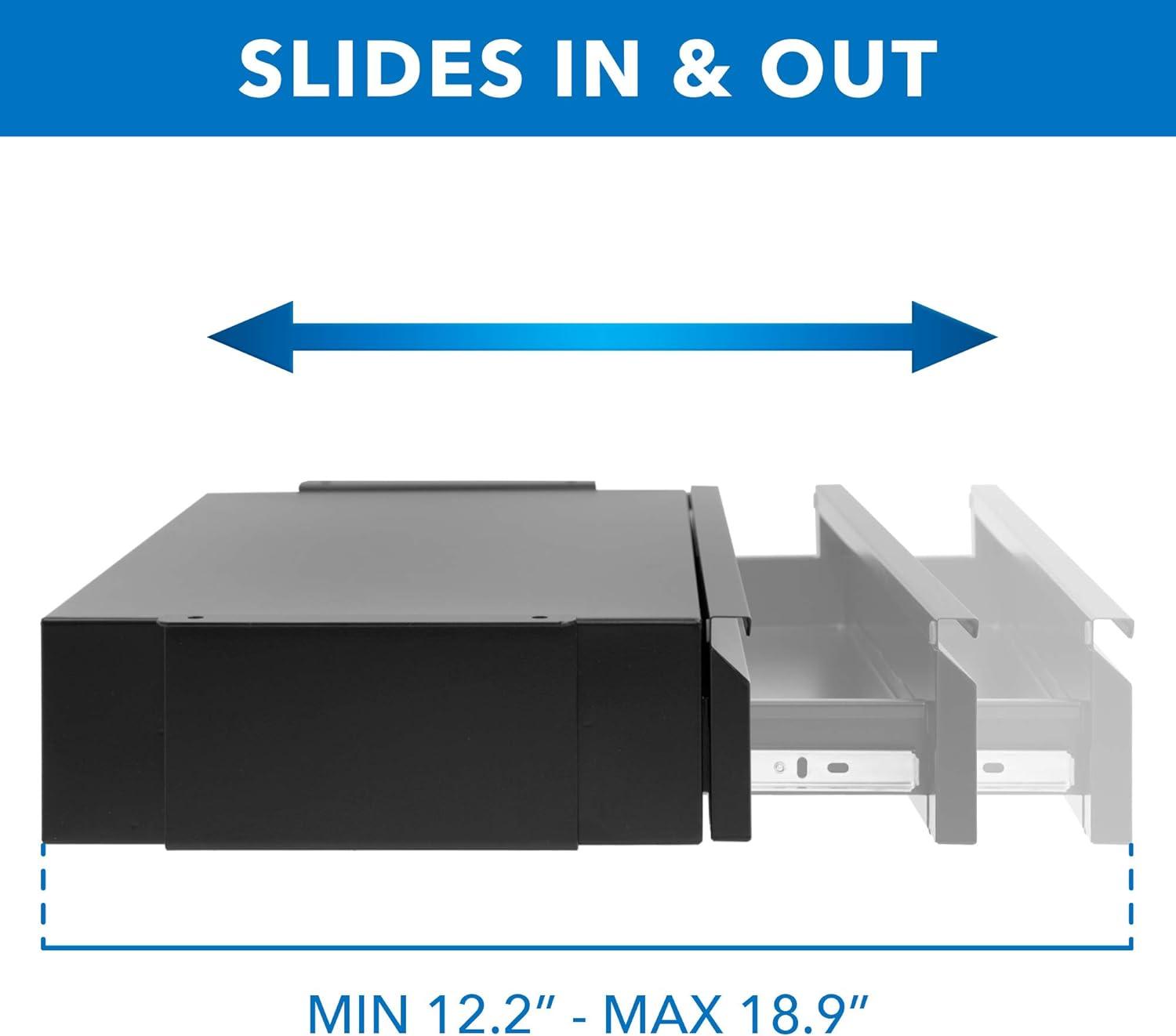 Mount-It! Under Desk Pull-Out Drawer Kit With Smooth Sliding Track | Office Storage Organizer | Mounts To Desktops Tables And Workbenches Over 0.71 Inches Thick | Matte Black