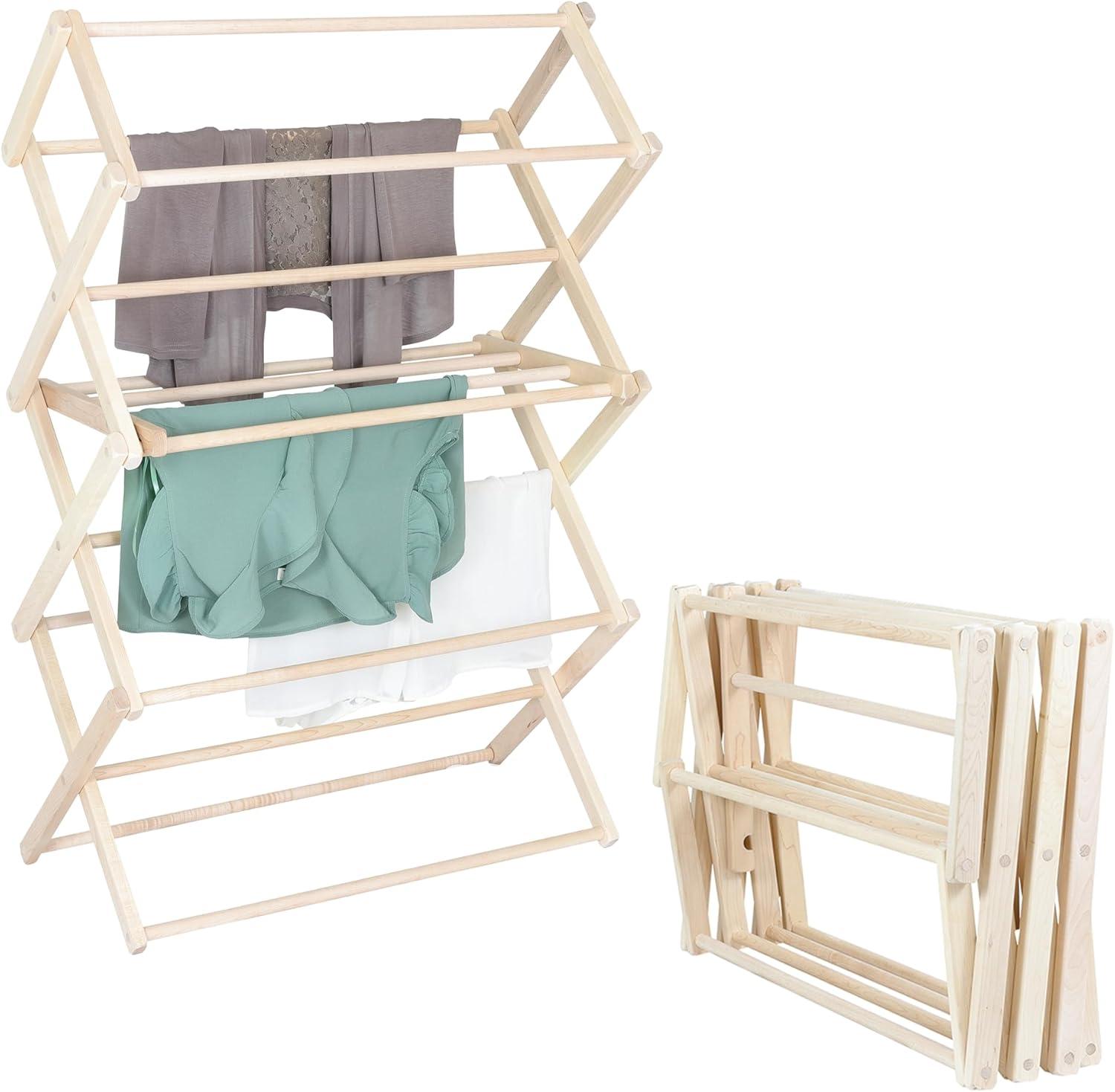 Pennsylvania Woodworks Medium Wooden Clothes Drying Rack (Made in the USA) Heavy Duty 100% Hardwood