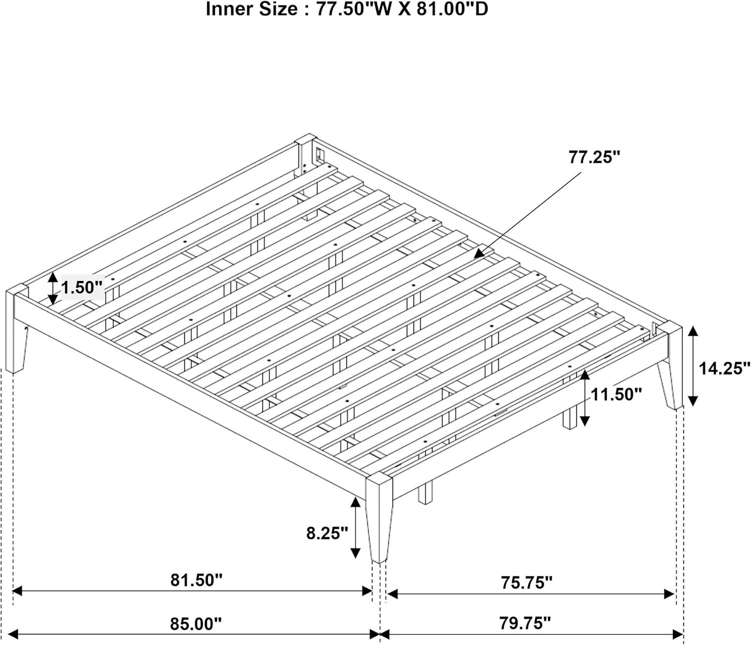 Platform Bed, Eastern King Bed, Cappuccino