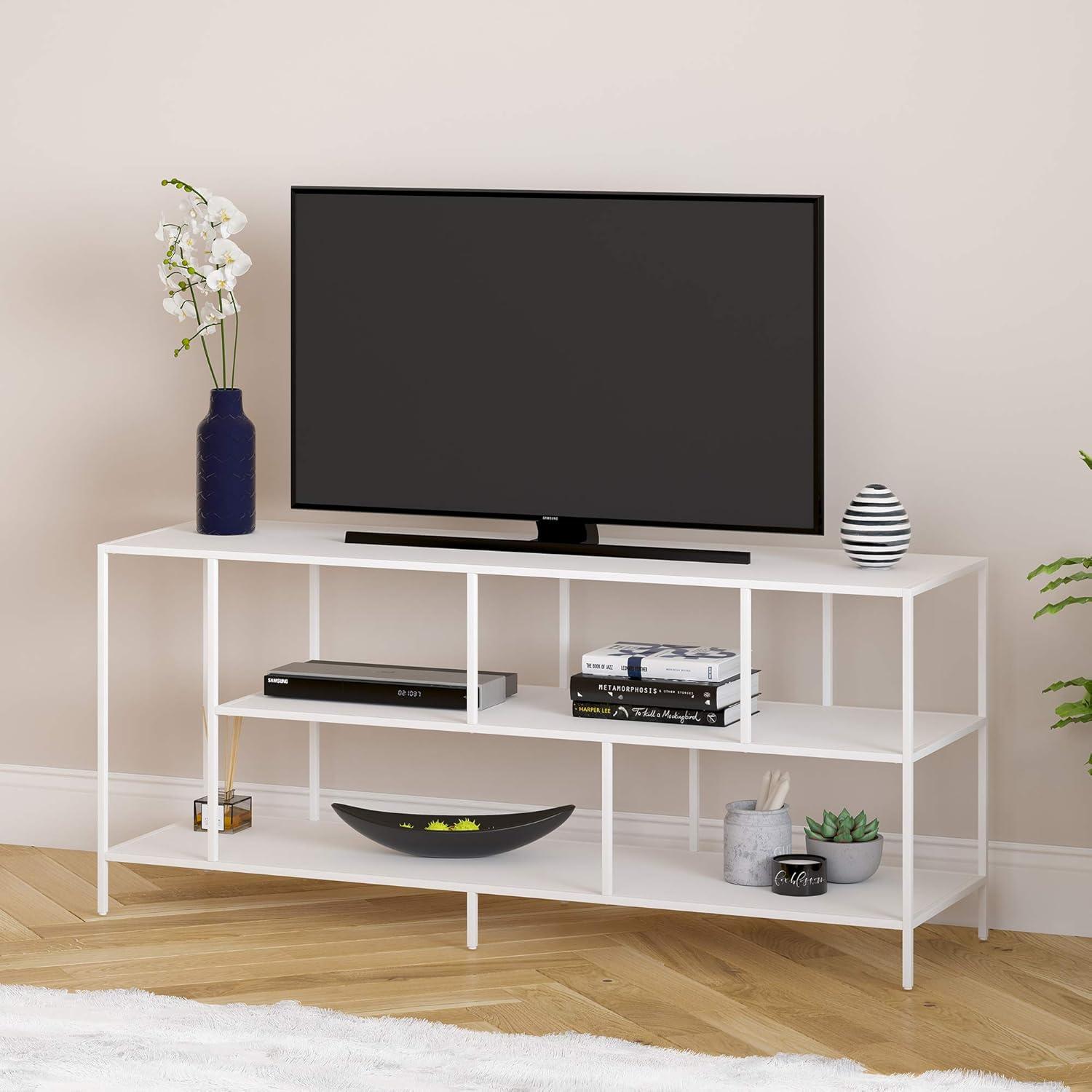 Three Shelf TV Stand in White - Henn&Hart