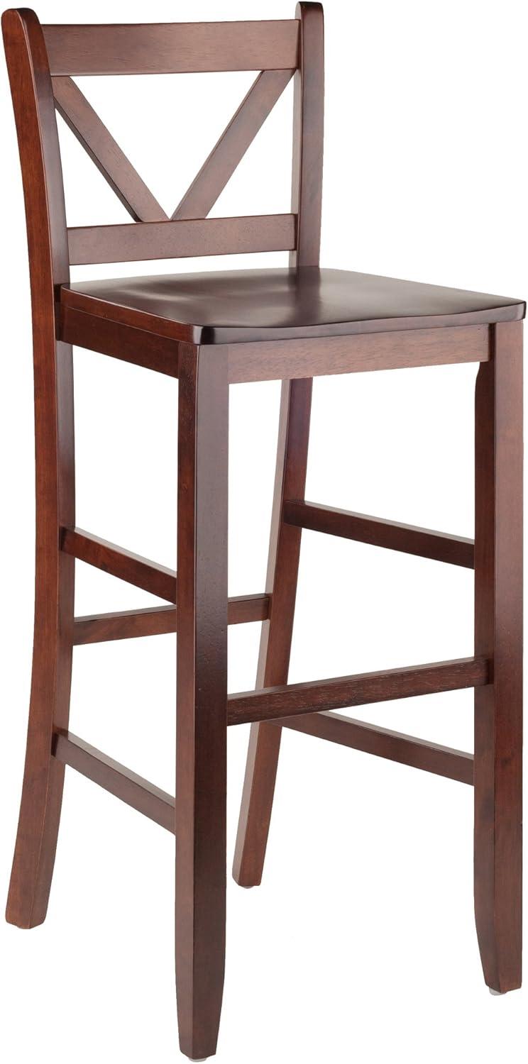 Winsome Wood Victor 30" V-Back Bar Stool, Set of 2, Walnut Finish