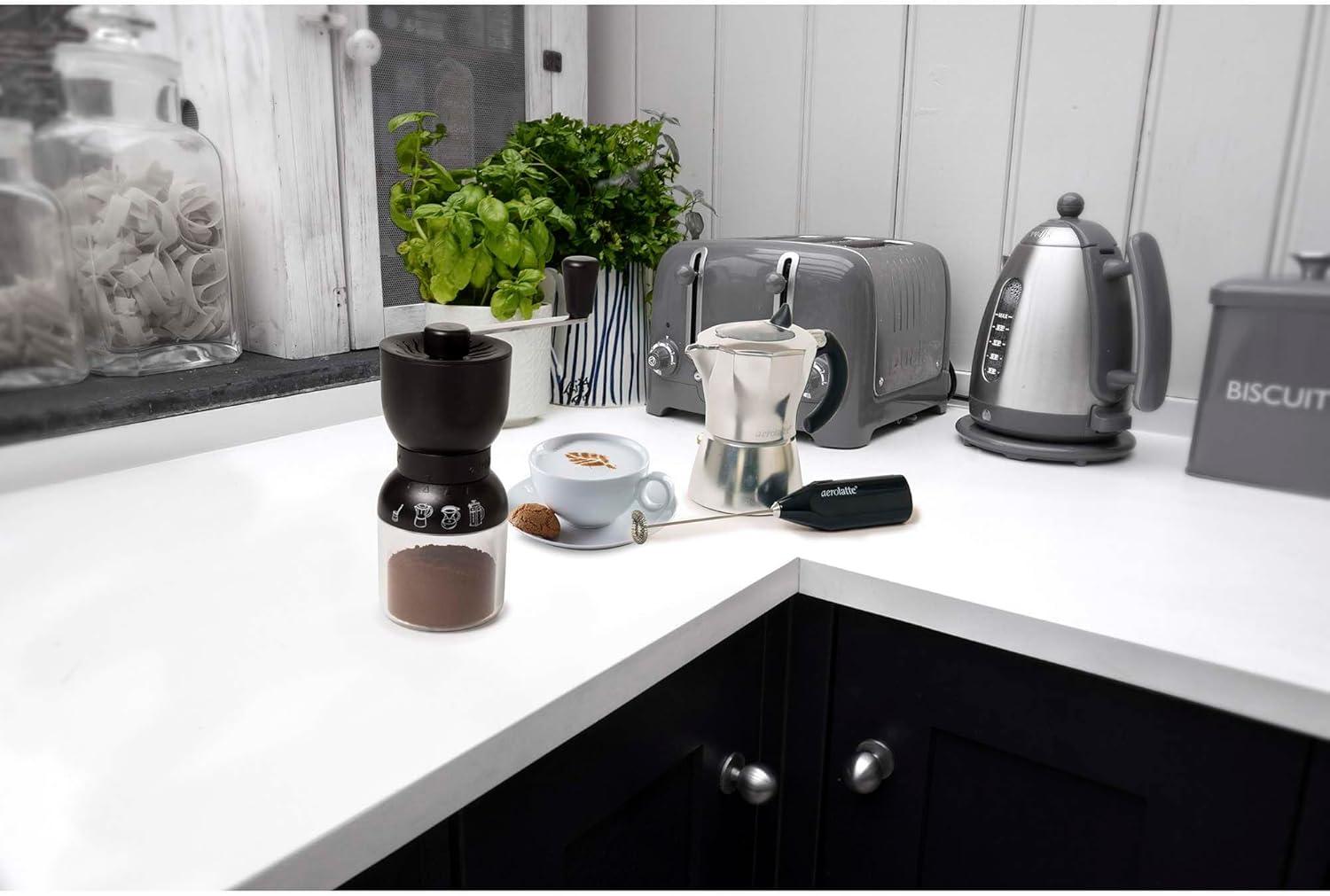 Black and Clear Manual Burr Coffee Grinder with Adjustable Ceramic Mechanism