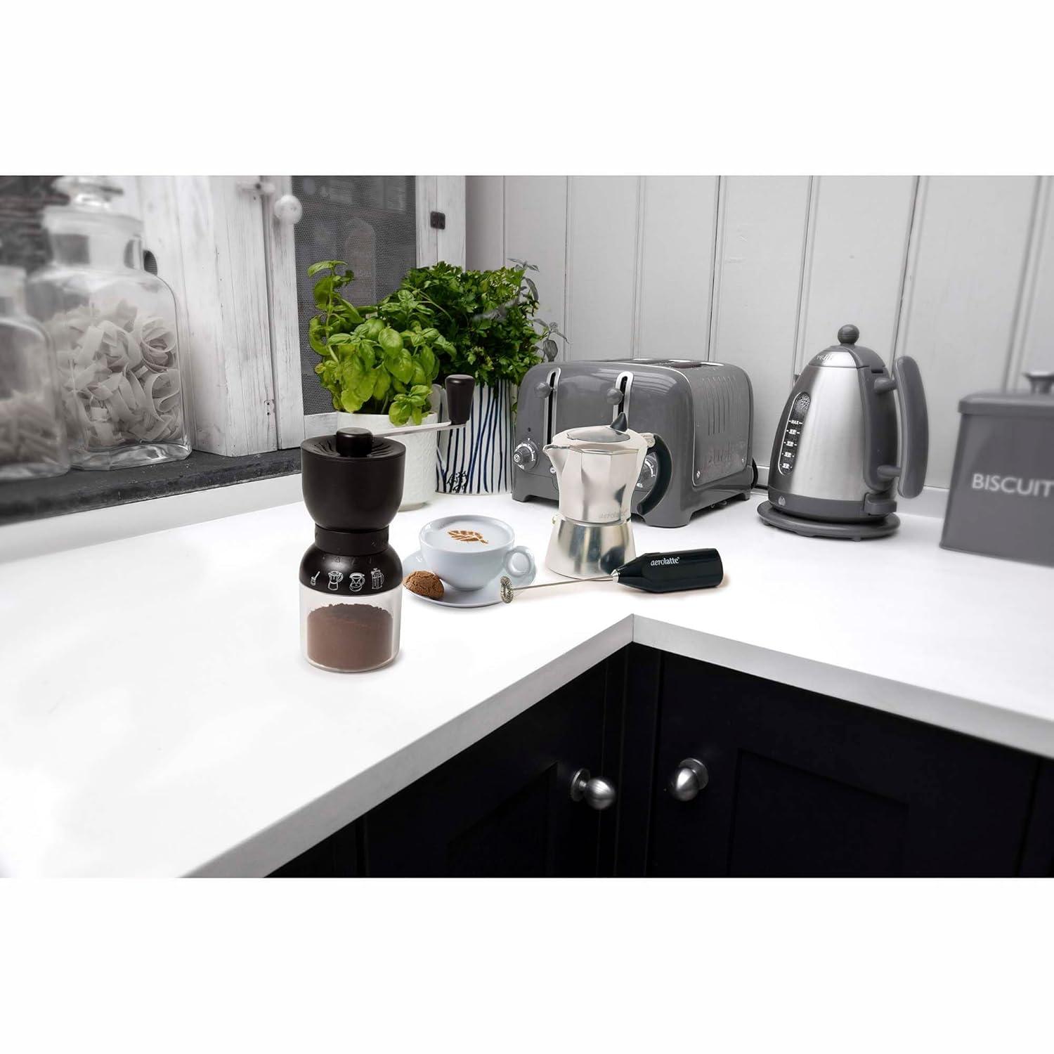 Black and Clear Manual Burr Coffee Grinder with Adjustable Ceramic Mechanism