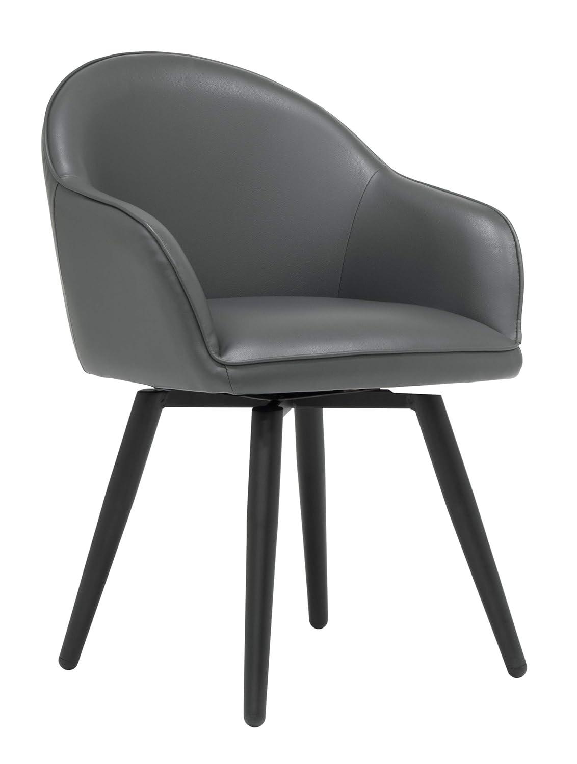 Dome Swivel Office/Dining/Guest Accent Chair with Arms Blended Leather Smoke Gray - Studio Designs Home: Metal Frame, Bonded Leather Upholstery