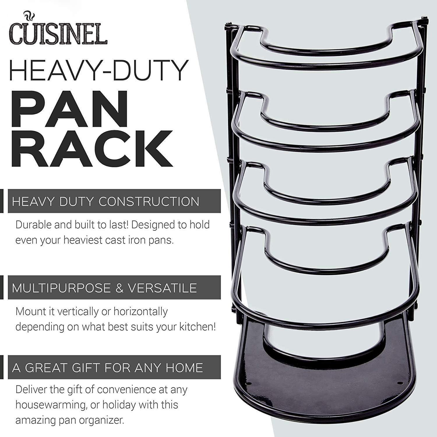 Cuisinel Heavy Duty Pan Organizer, 5 Tier Rack - Holds up to 50 LB - Holds Cast Iron Skillets, Griddles and Shallow Pots