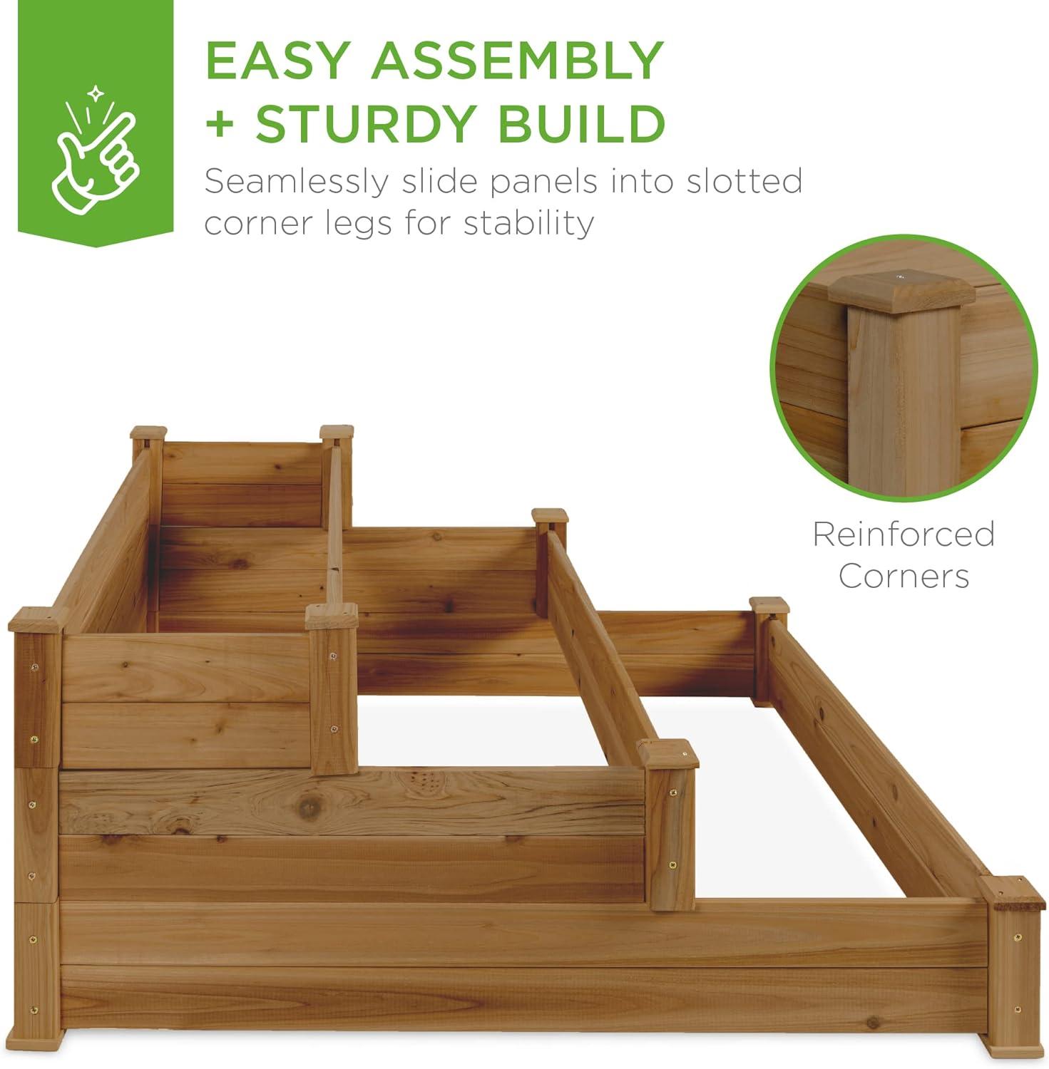 Arlmont & Co. Rosselyn 3-Tier Fir Wood Raised Garden Bed Planter for Plants, Vegetables, Outdoor Gardening