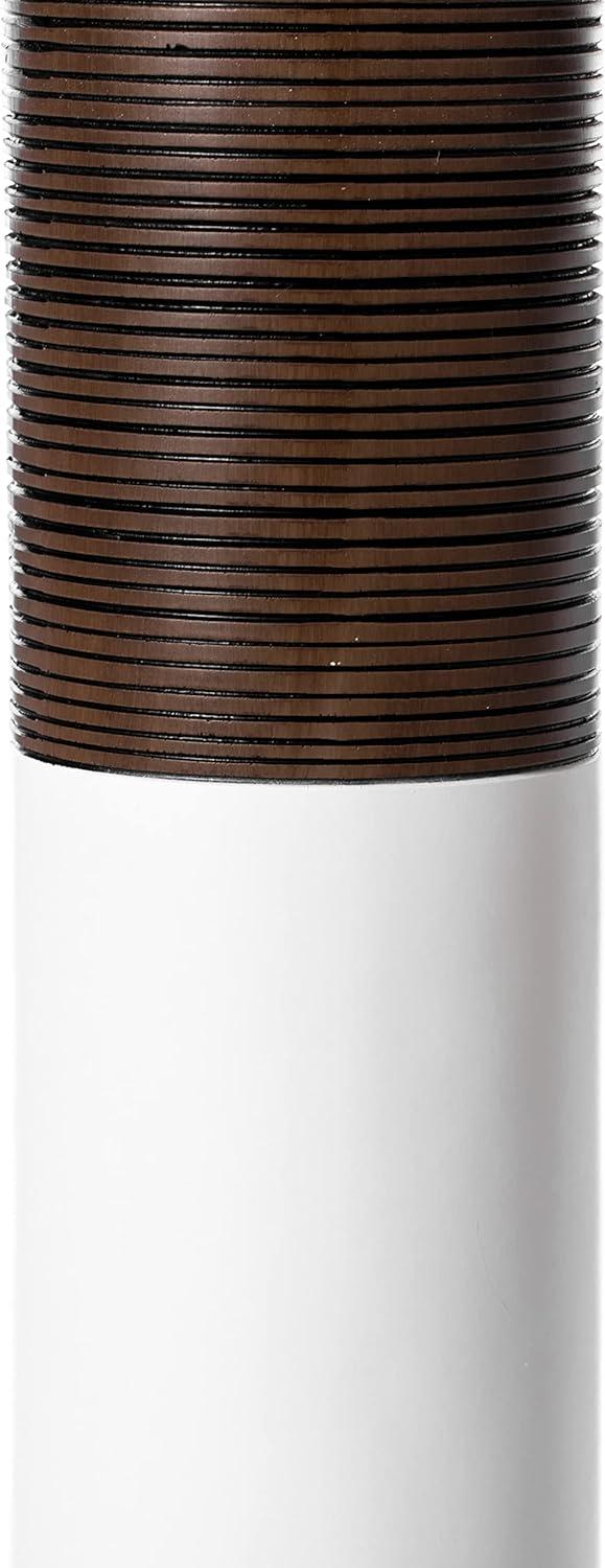 Modern Tall Decorative White and Brown Ribbed Cylinder Floor Vase