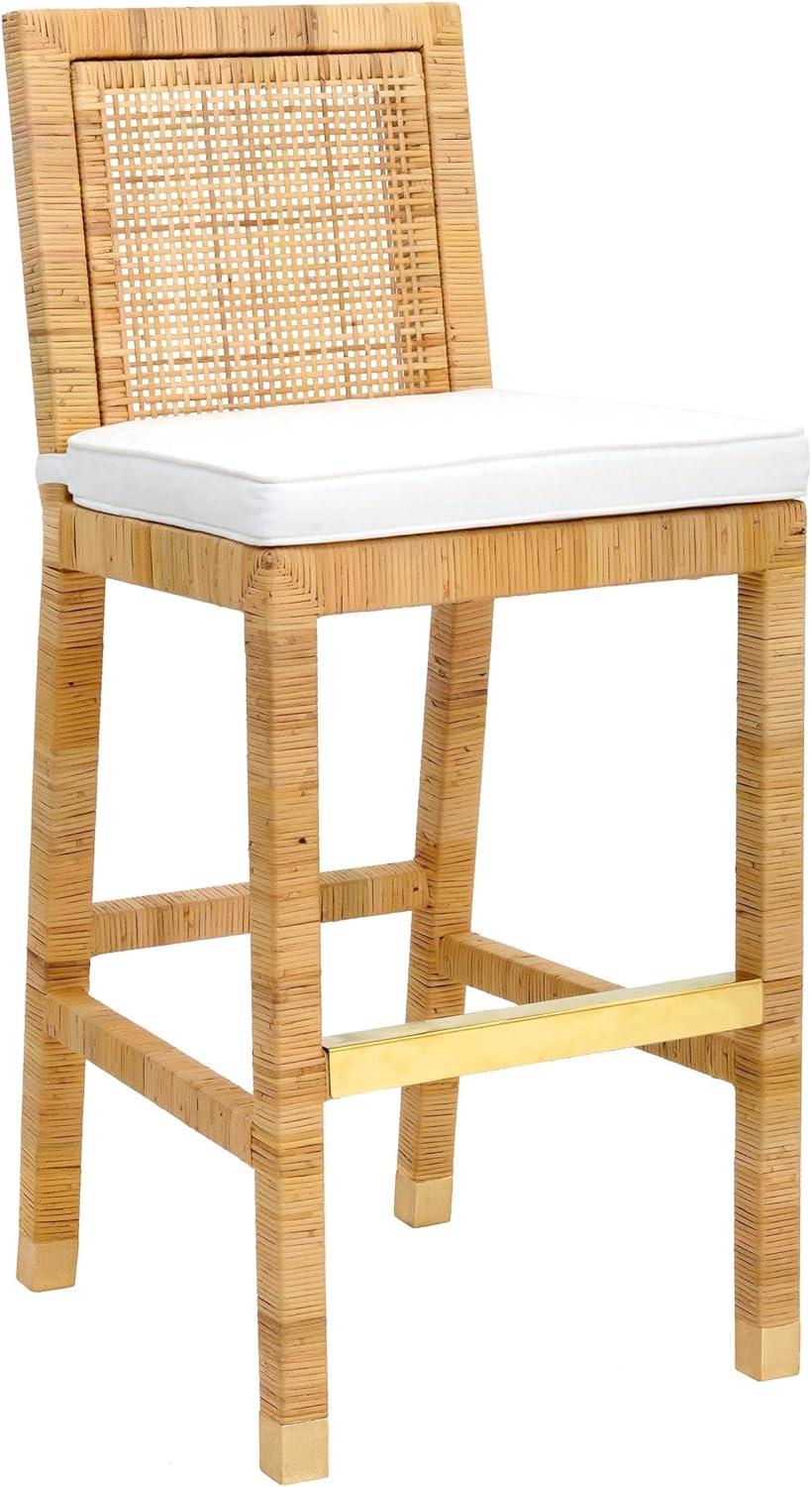 Amara Woven Rattan Performance Fabric Stool Natural Bar Height