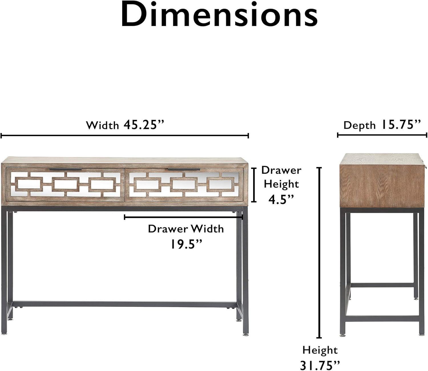 Hayworth Mirrored Console Table Gray - Finch: Modern Storage with Drawers, Antique Finish