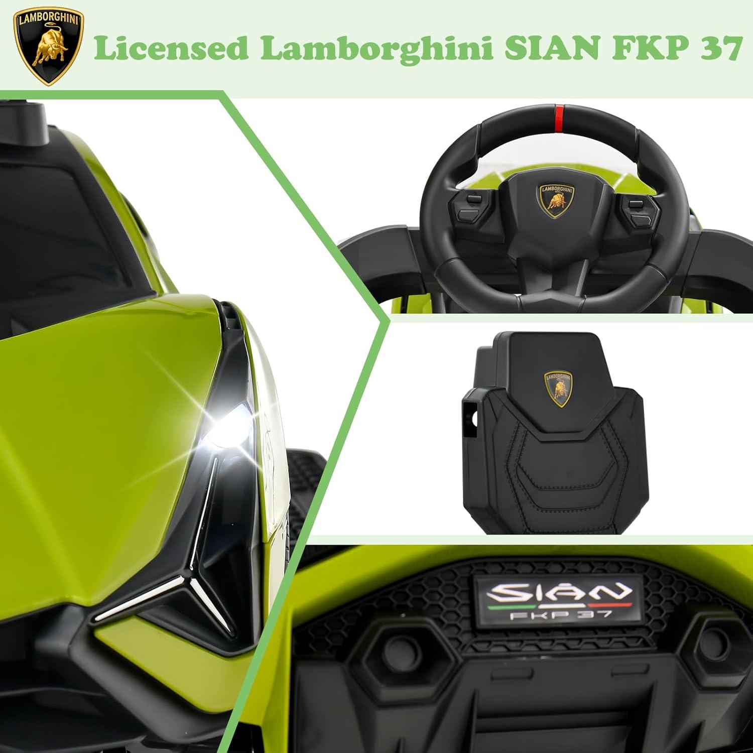 Green Lamborghini 3-in-1 Push Car Stroller with Storage