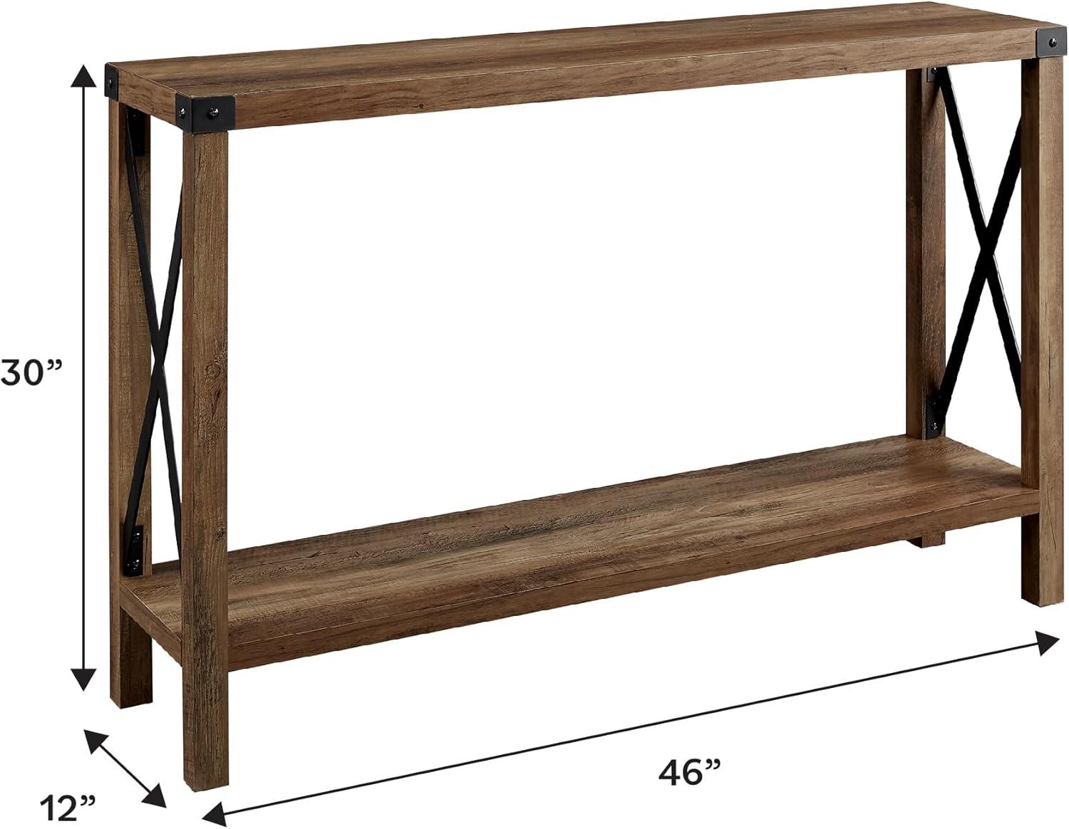 Walker Edison Magnolia Metal X Console Table, Reclaimed Barnwood