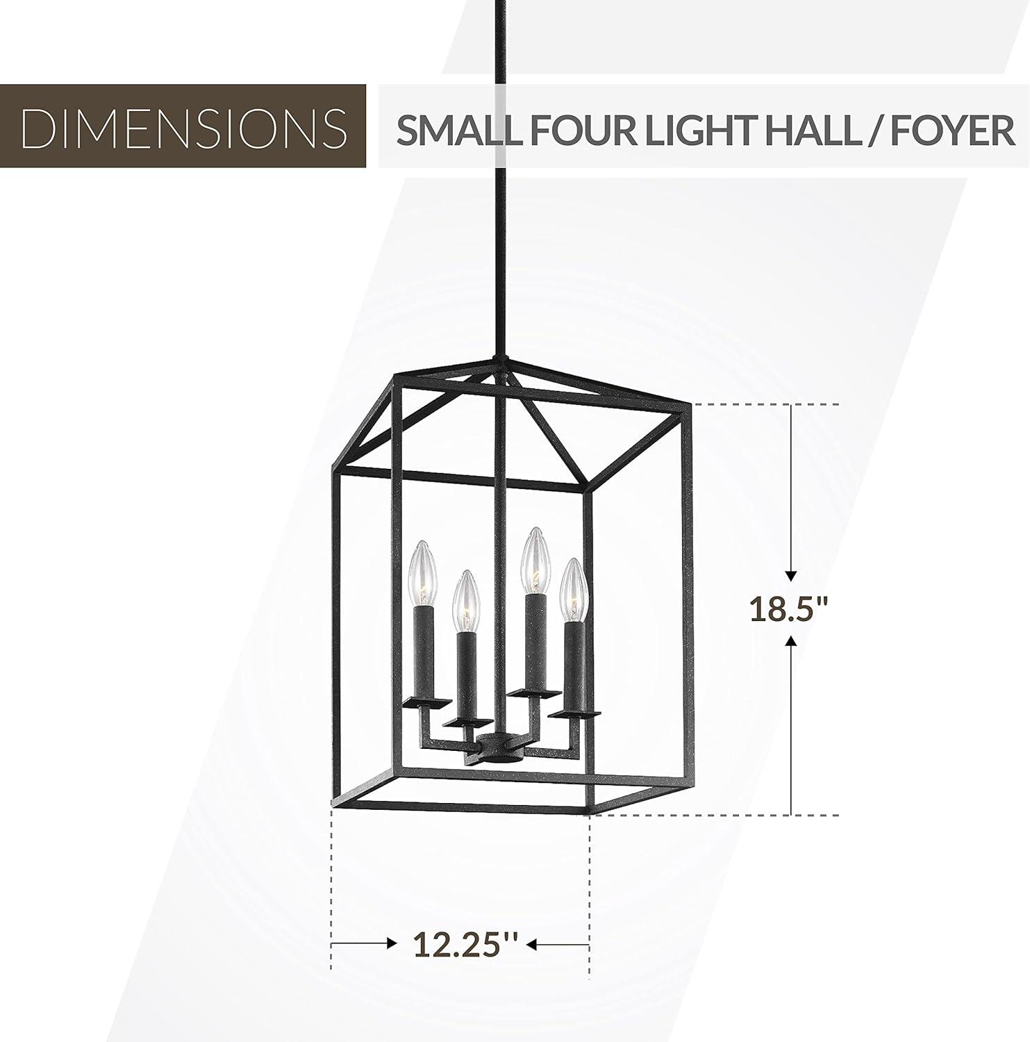 Midnight Black 4-Light Indoor/Outdoor Lantern Pendant