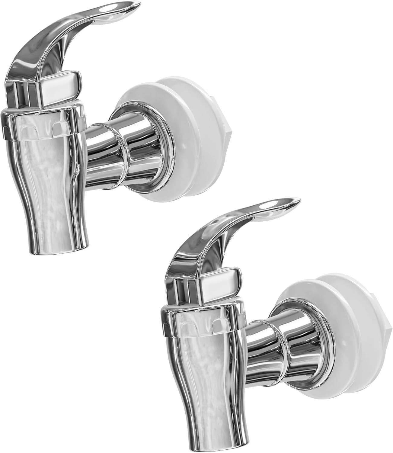 Silver Beverage Dispenser Replacement Spigot - Push Style for Drink Dispensers with Spout - Fits Mason Jar, Glass, and Plastic Pitchers - Ideal for Parties and Events